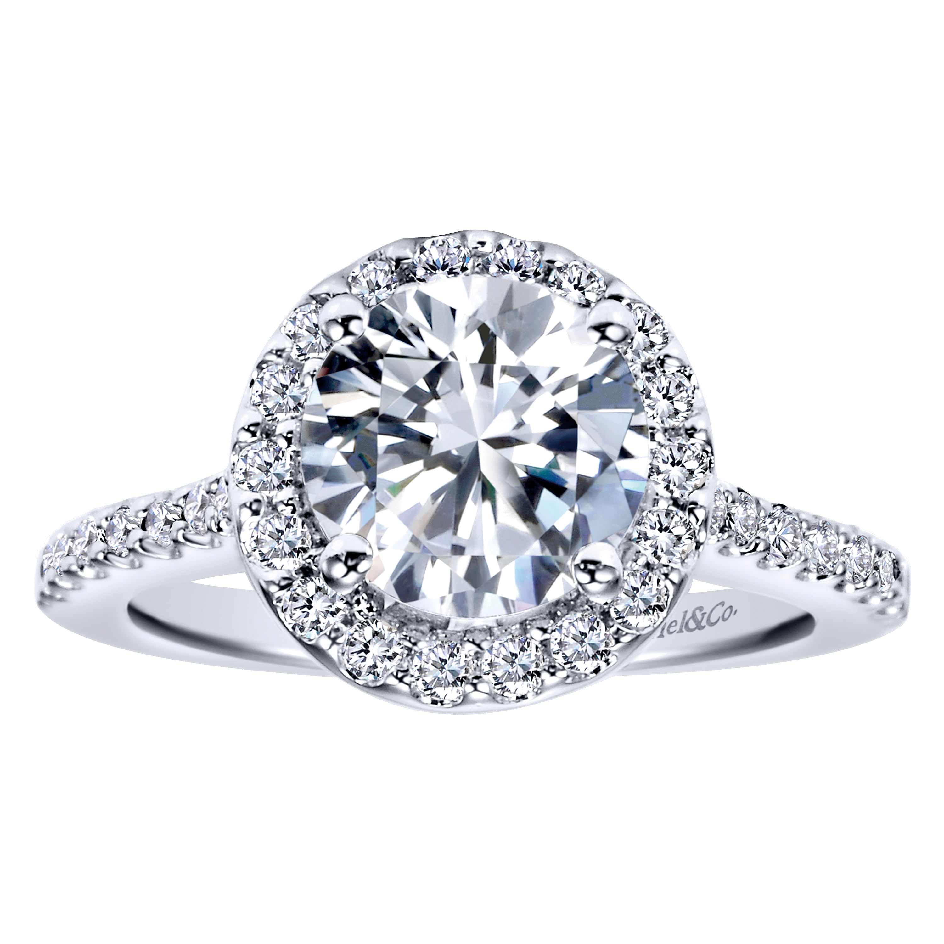 14k White Gold Diamond Halo Engagement Ring angle 5 14k White Gold Diamond Halo Engagement Ring angle 5