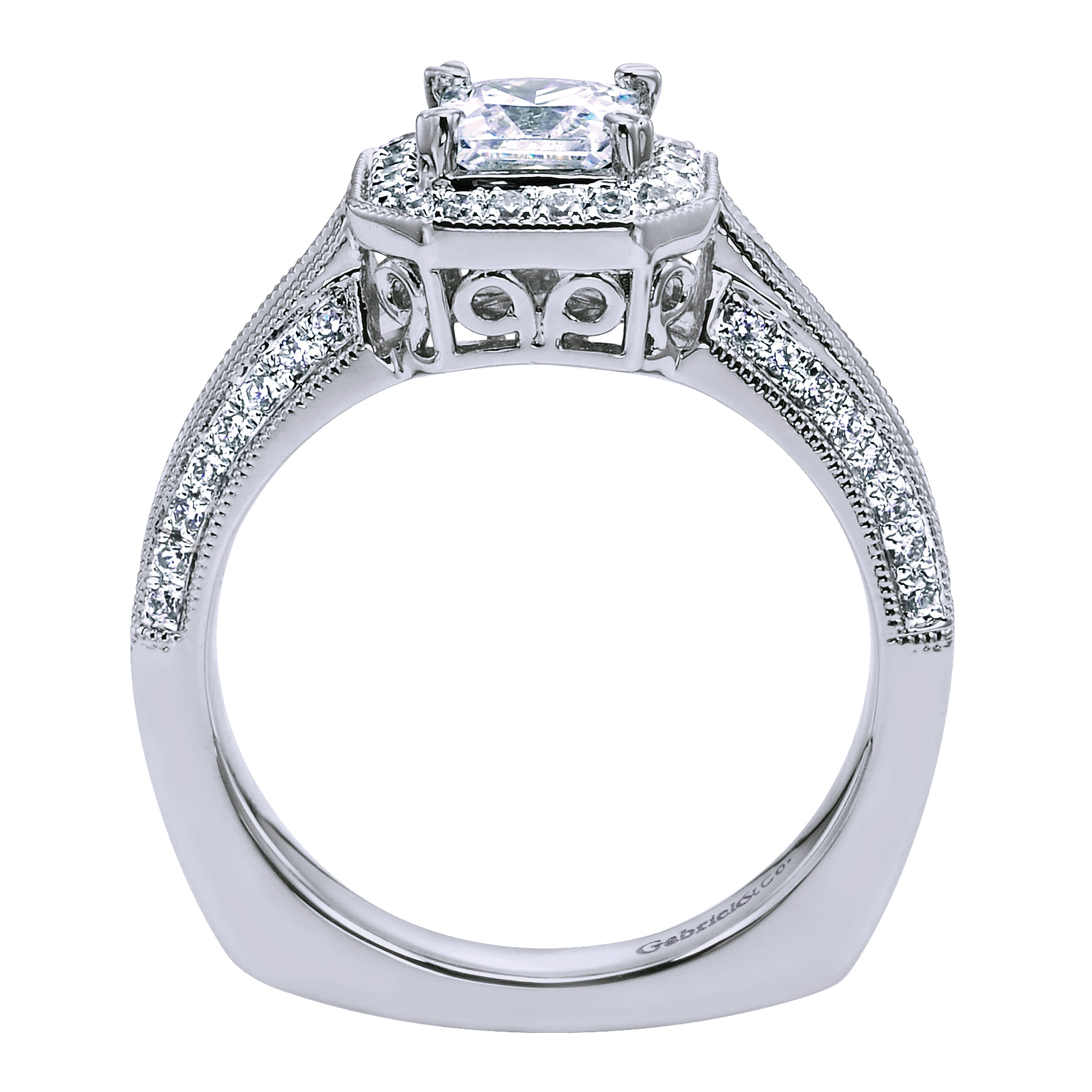 14k White Gold Diamond Halo Engagement Ring angle 2 14k White Gold Diamond Halo Engagement Ring angle 2