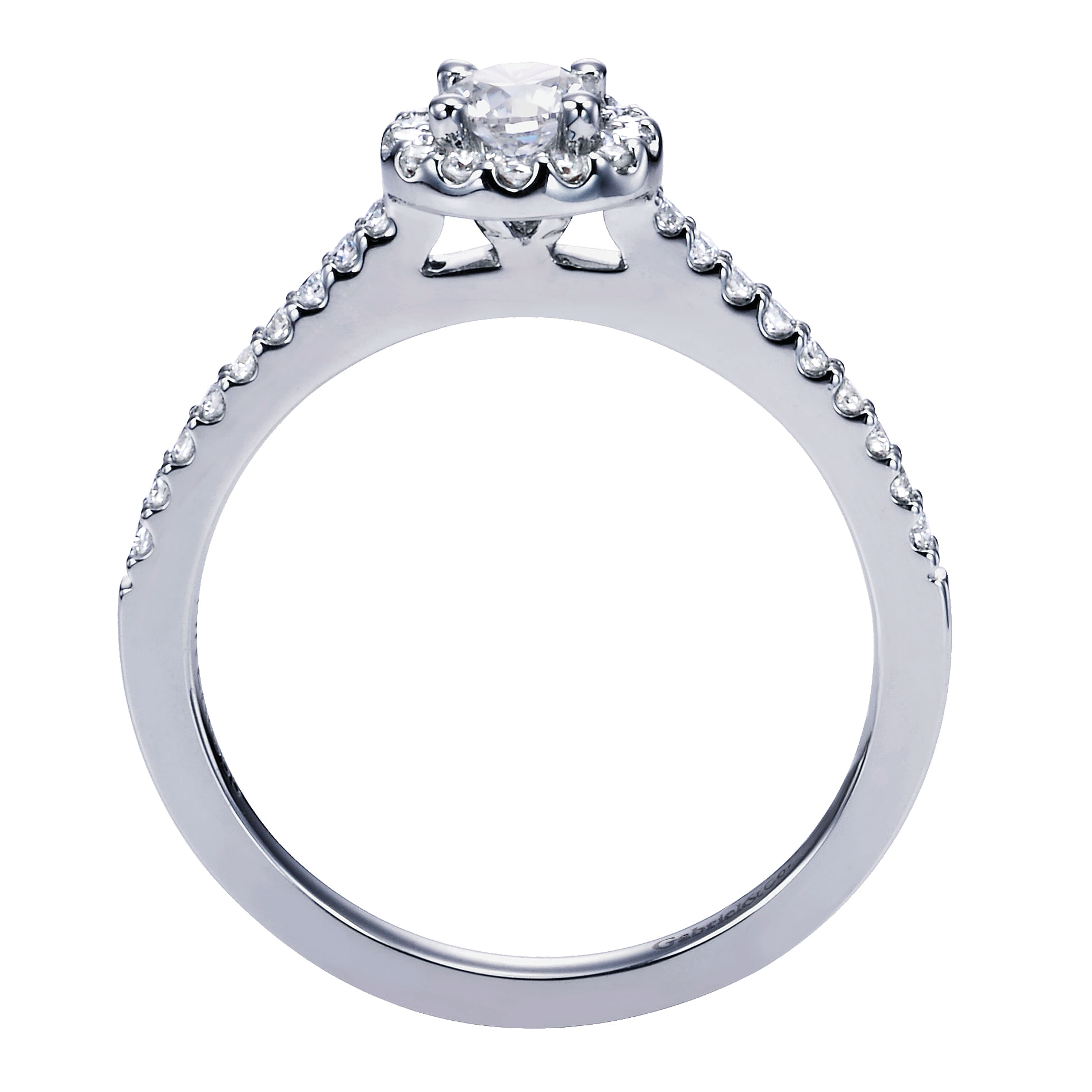 14k White Gold Diamond Halo Engagement Ring angle 2 14k White Gold Diamond Halo Engagement Ring angle 2