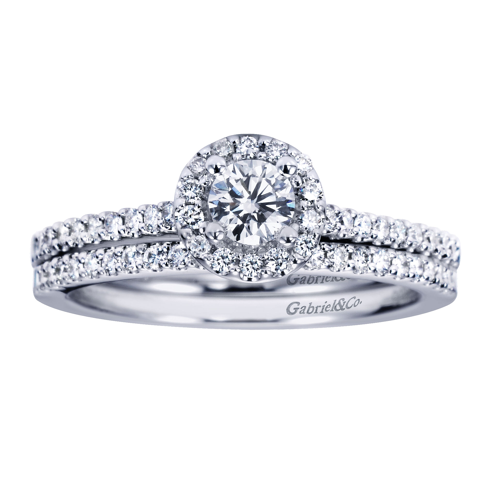 14k White Gold Diamond Halo Engagement Ring angle 4 14k White Gold Diamond Halo Engagement Ring angle 4
