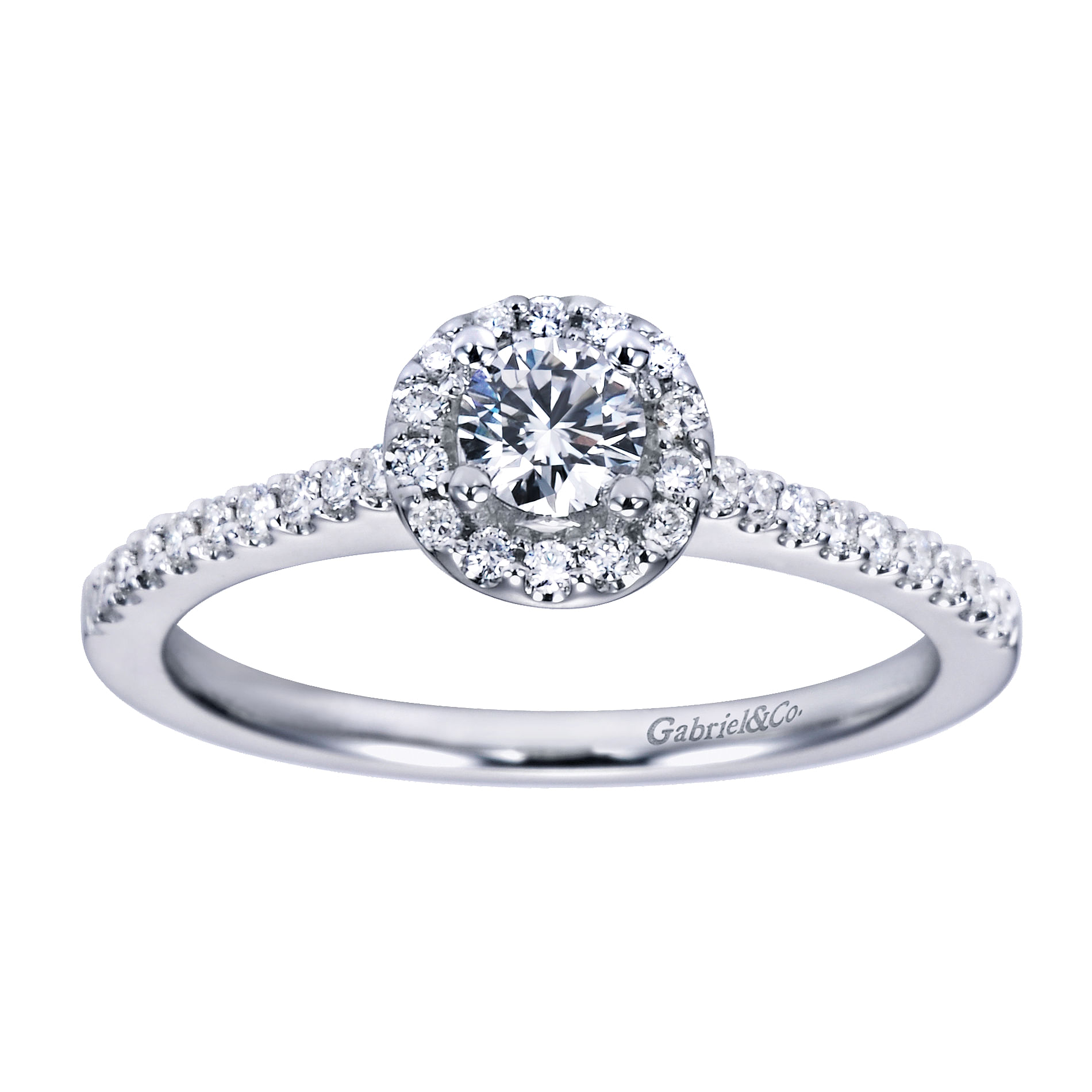 14k White Gold Diamond Halo Engagement Ring angle 5 14k White Gold Diamond Halo Engagement Ring angle 5