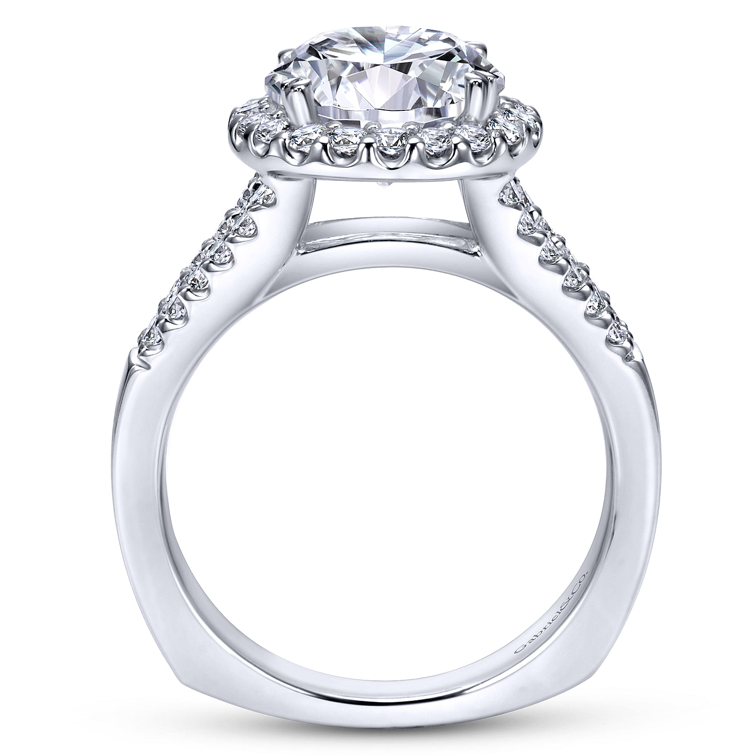 14k White Gold Diamond Halo Engagement Ring angle 2 14k White Gold Diamond Halo Engagement Ring angle 2