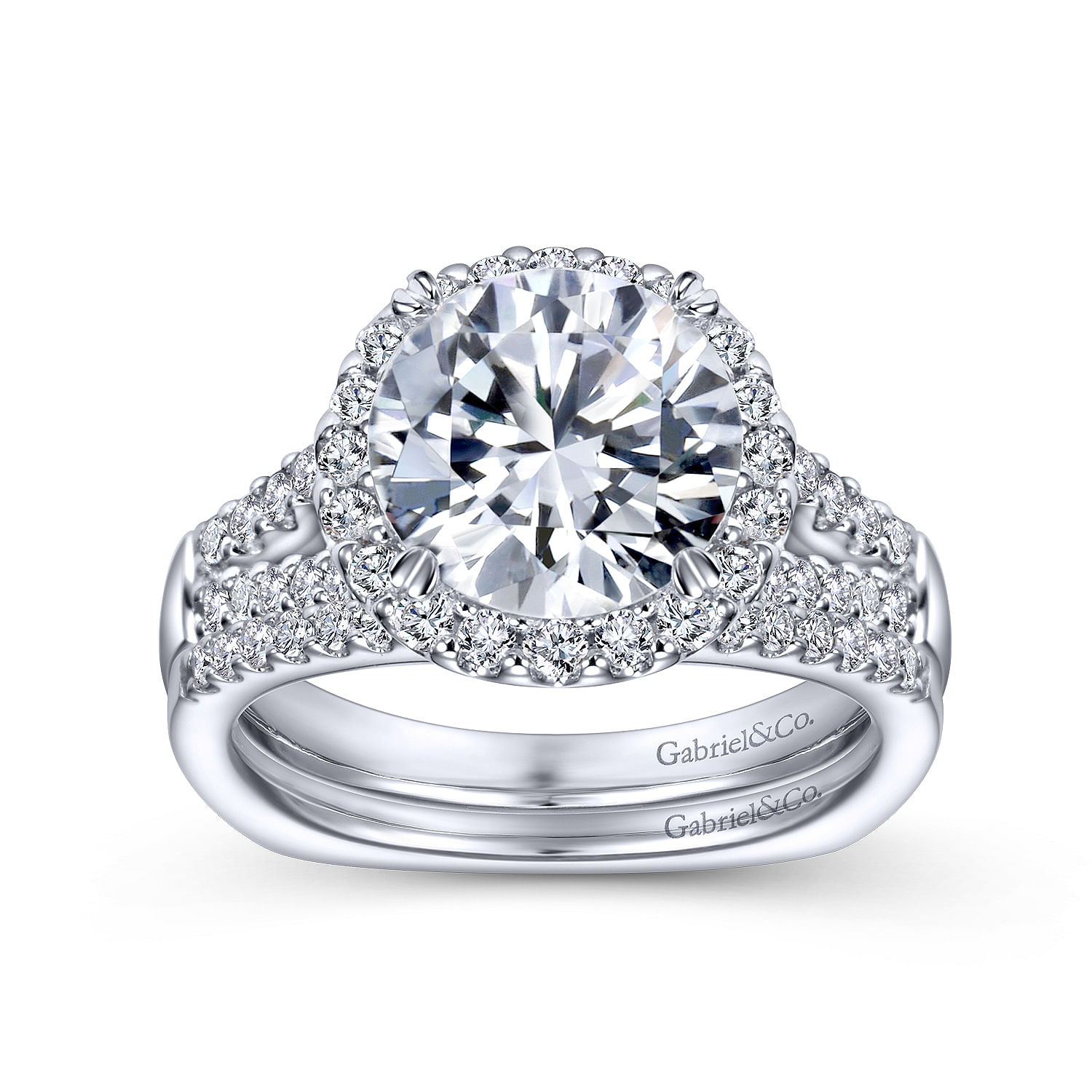 14k White Gold Diamond Halo Engagement Ring angle 4 14k White Gold Diamond Halo Engagement Ring angle 4