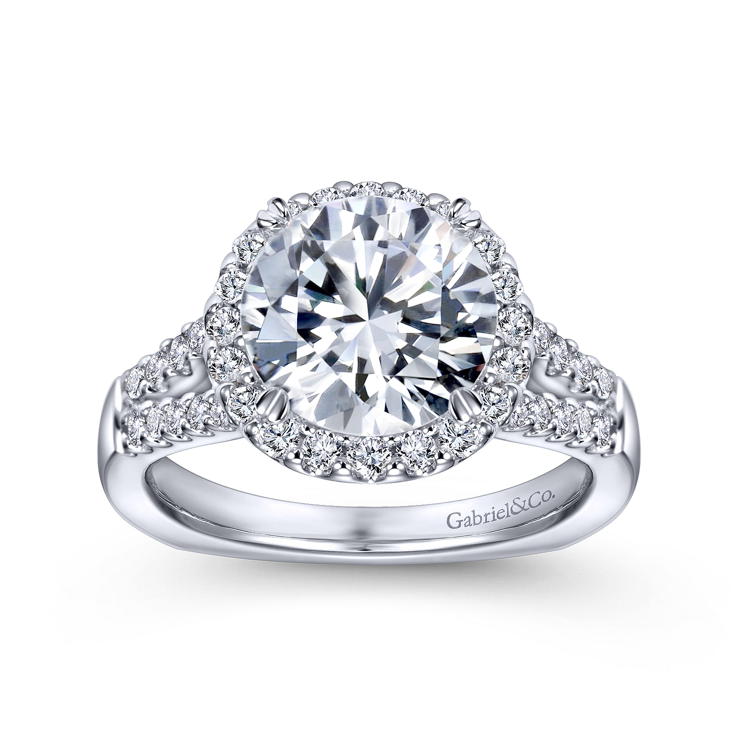 14k White Gold Diamond Halo Engagement Ring angle 5 14k White Gold Diamond Halo Engagement Ring angle 5