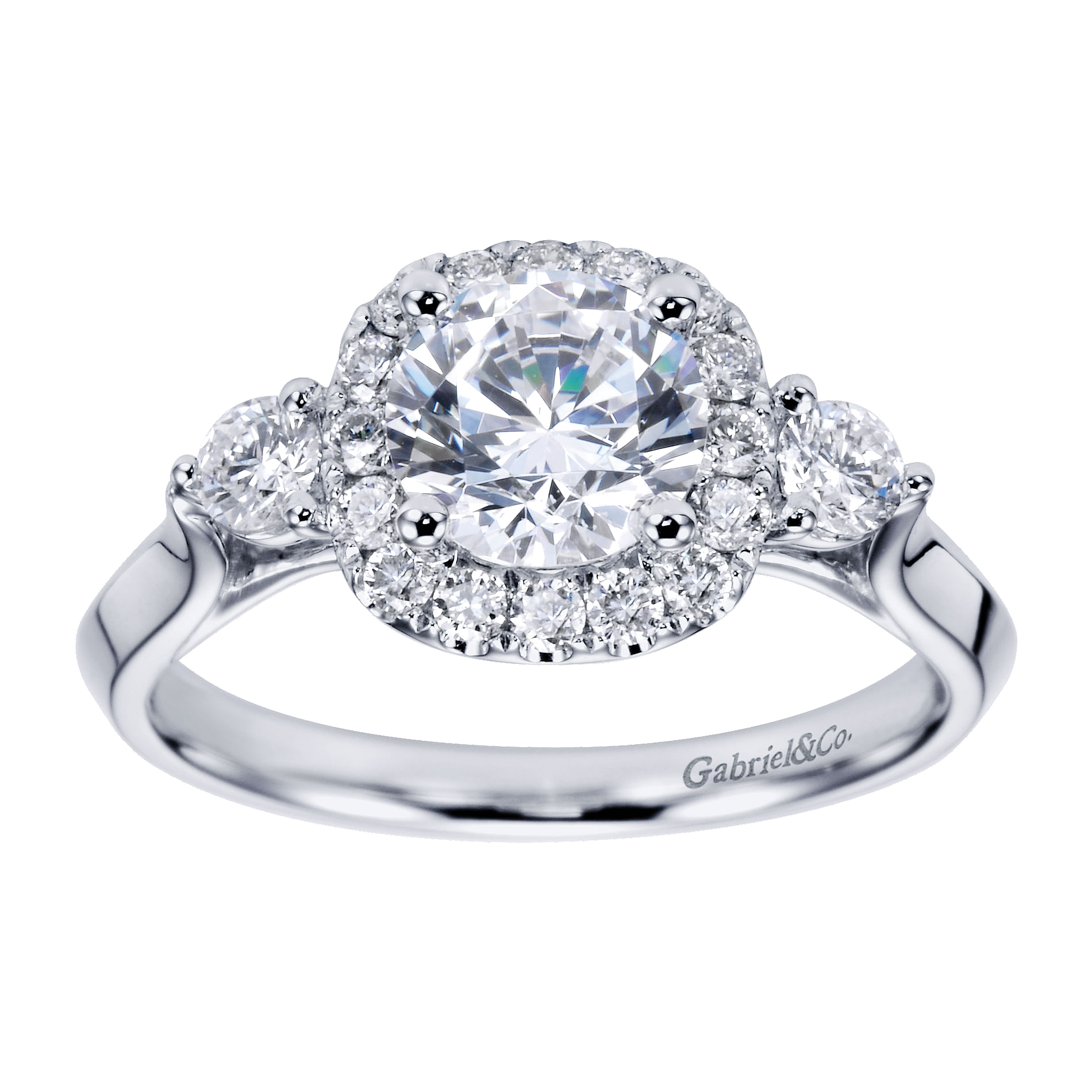 14k White Gold Diamond Halo Engagement Ring angle 5 14k White Gold Diamond Halo Engagement Ring angle 5