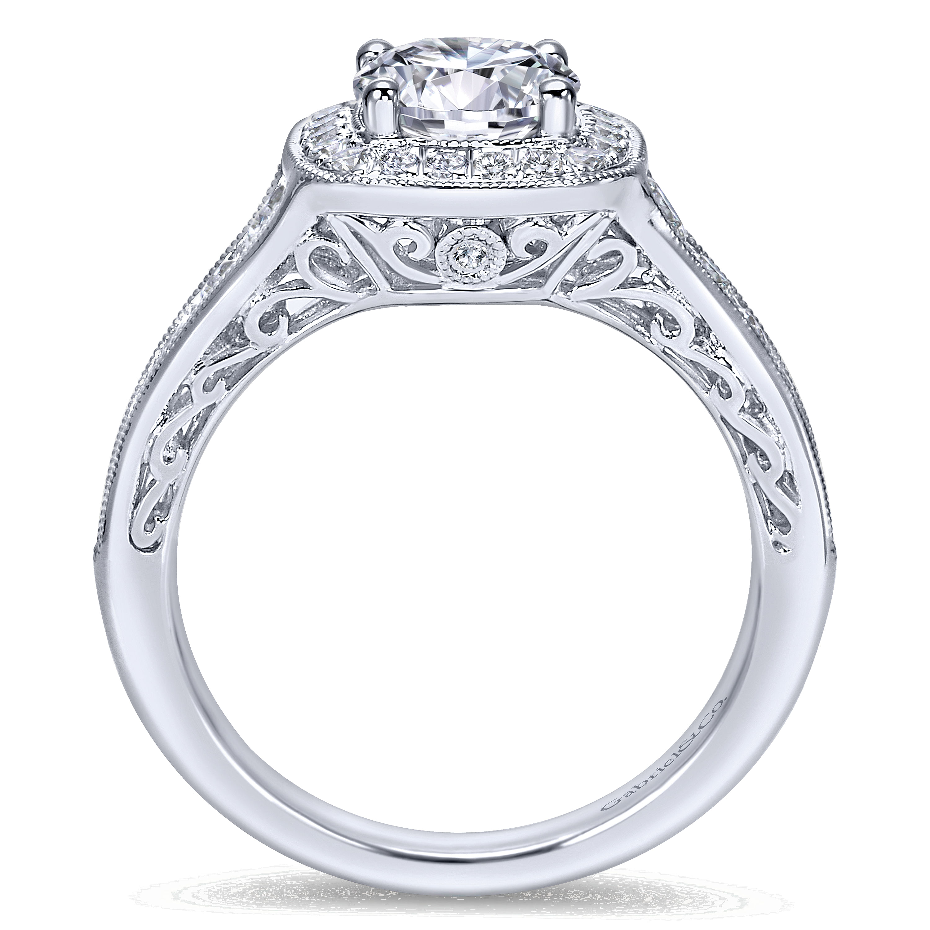14k White Gold Diamond Halo Engagement Ring angle 2 14k White Gold Diamond Halo Engagement Ring angle 2