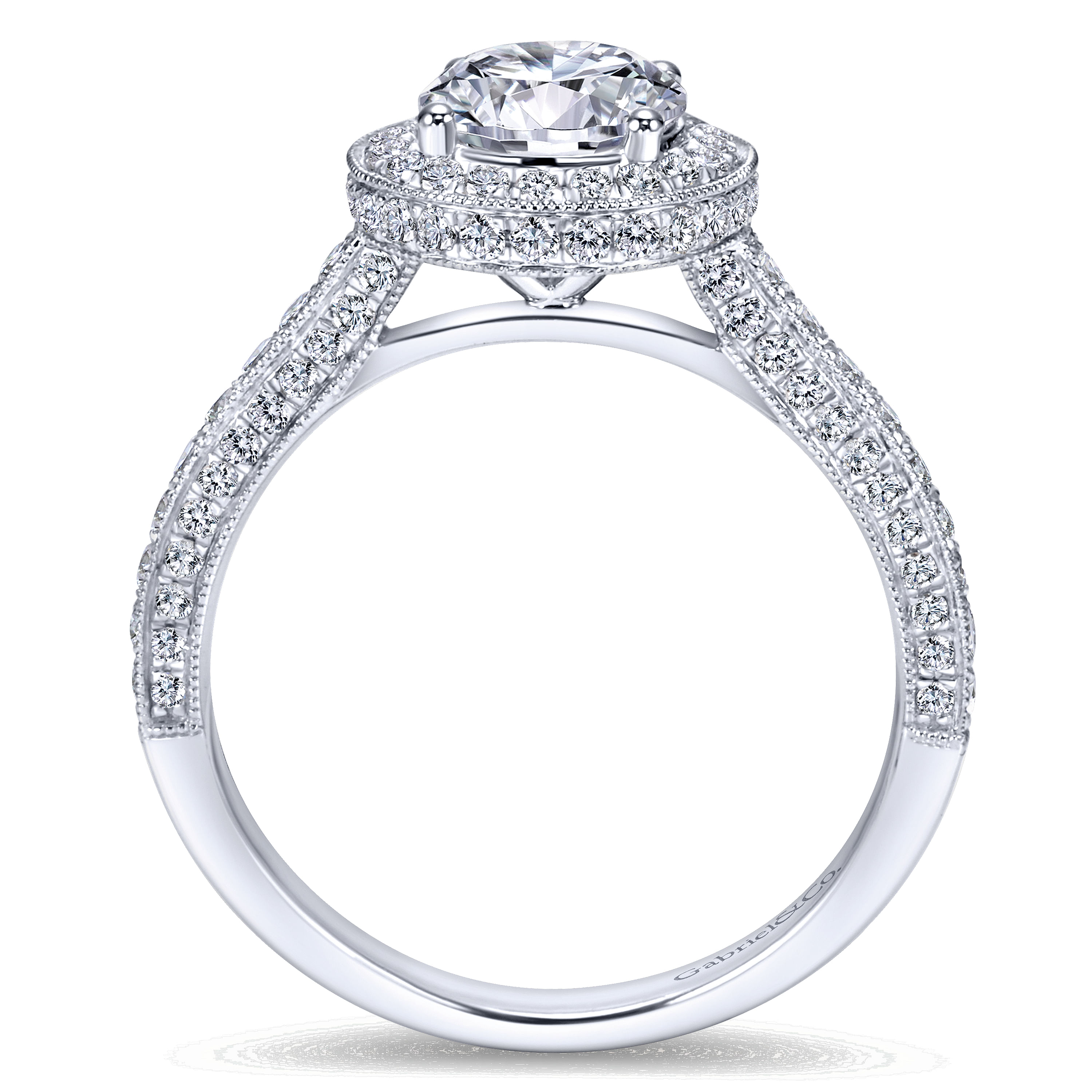 14k White Gold Diamond Halo Engagement Ring angle 2 14k White Gold Diamond Halo Engagement Ring angle 2