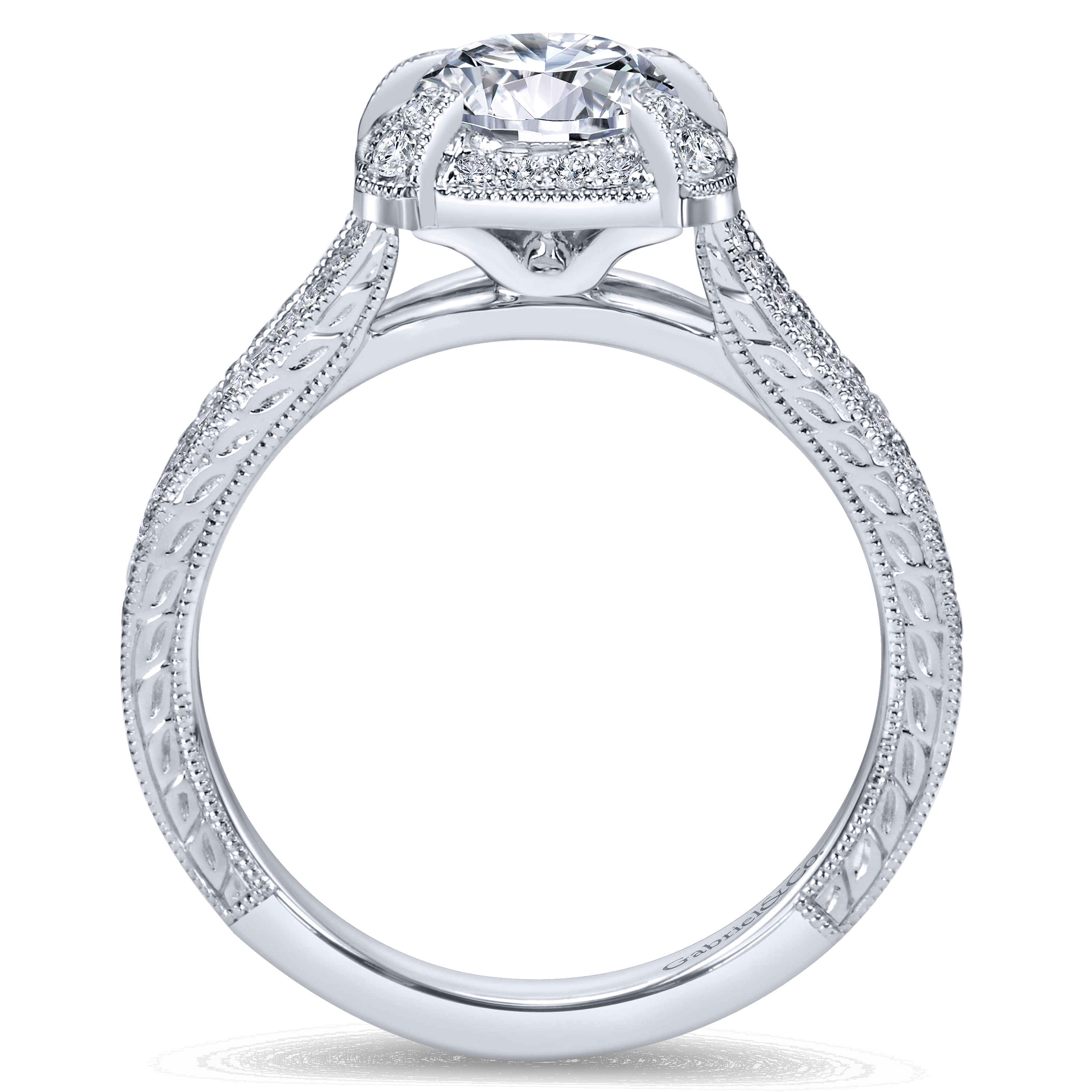 14k White Gold Diamond Halo Engagement Ring angle 2 14k White Gold Diamond Halo Engagement Ring angle 2