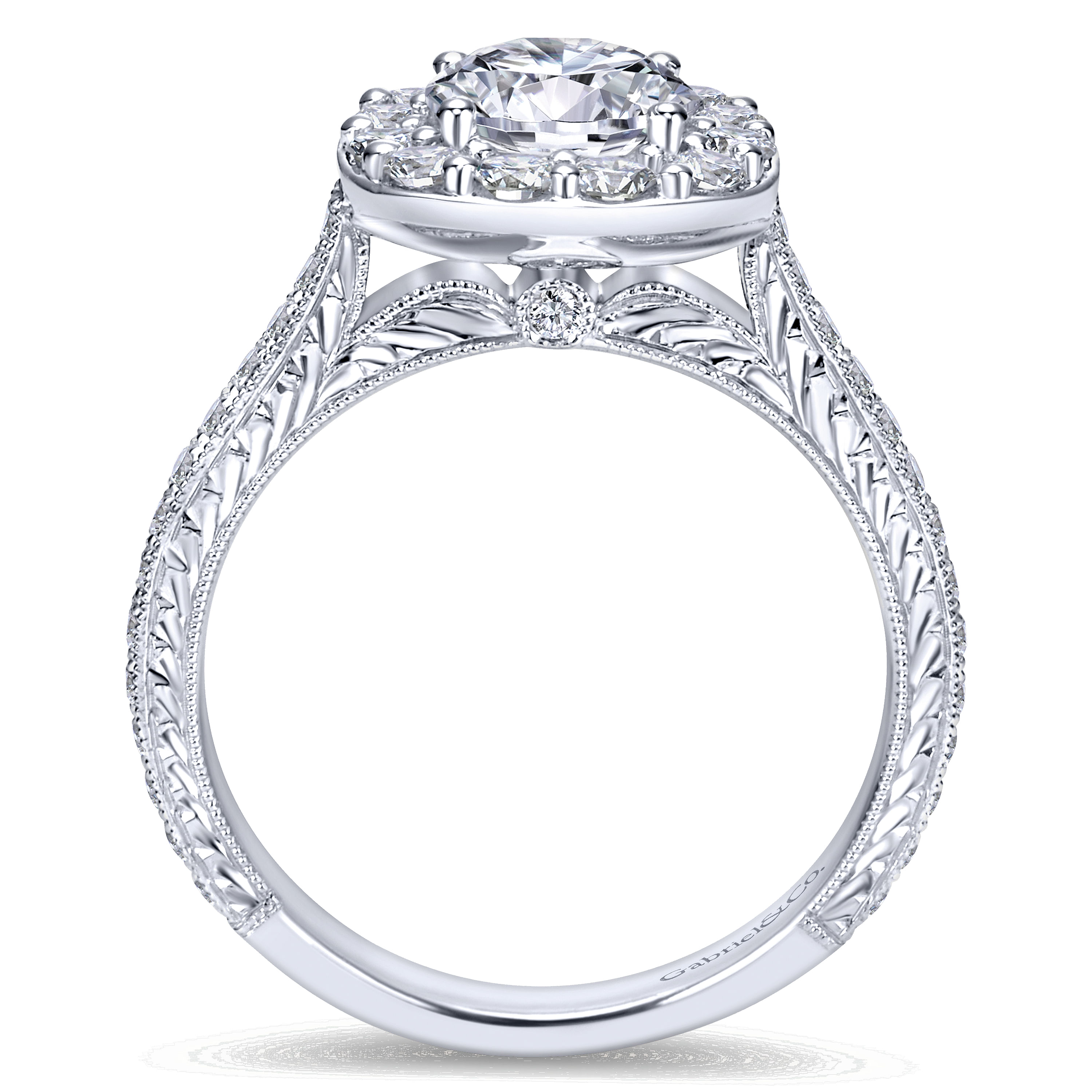 14k White Gold Diamond Halo Engagement Ring angle 2 14k White Gold Diamond Halo Engagement Ring angle 2