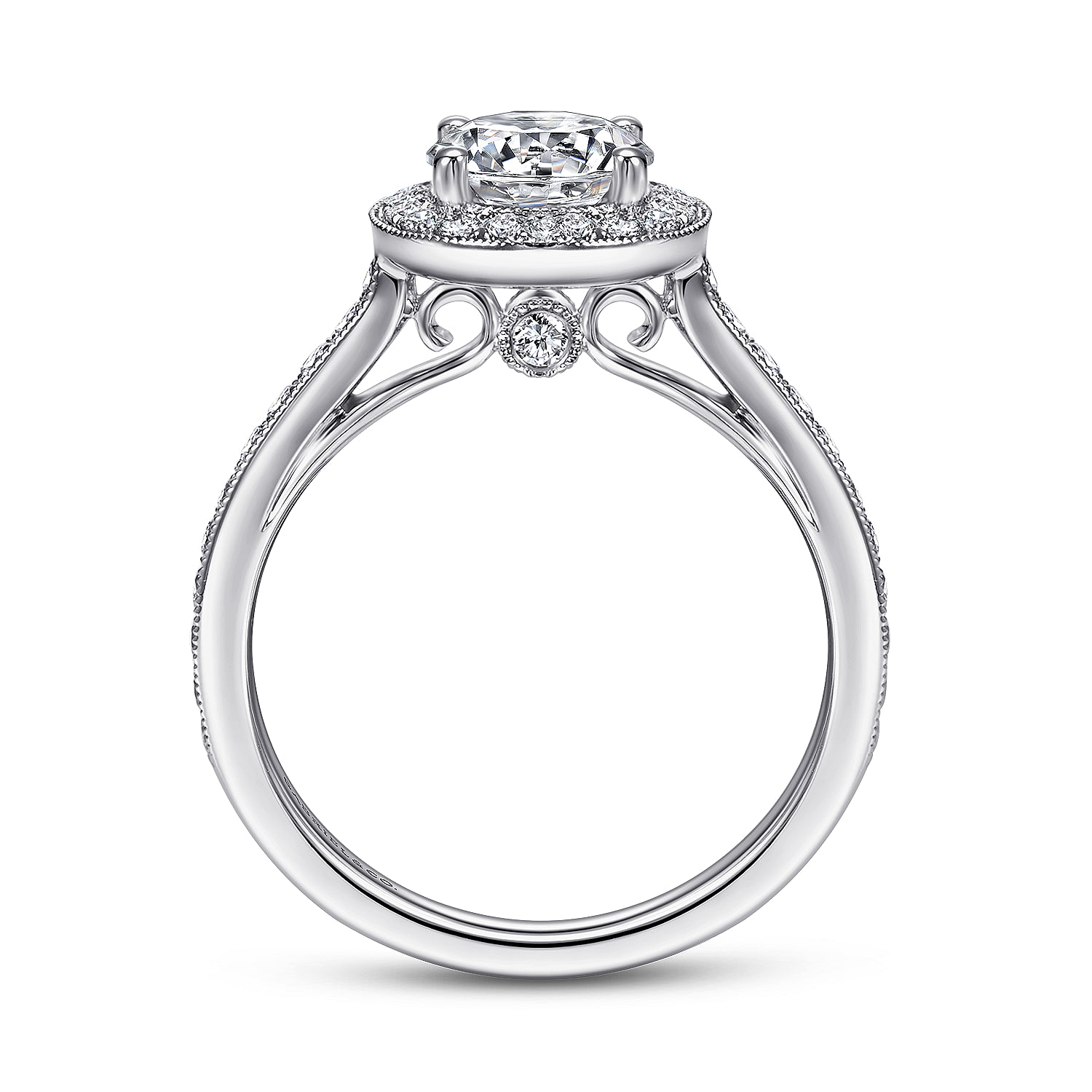 14k White Gold Diamond Halo Engagement Ring angle 2 14k White Gold Diamond Halo Engagement Ring angle 2