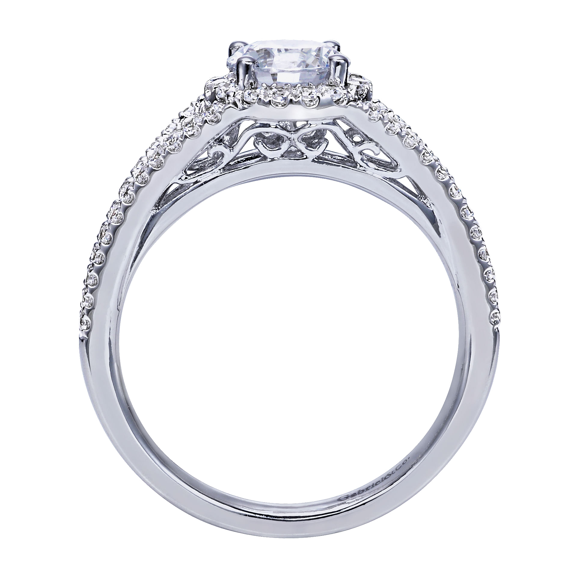 14k White Gold Diamond Halo Engagement Ring angle 2 14k White Gold Diamond Halo Engagement Ring angle 2