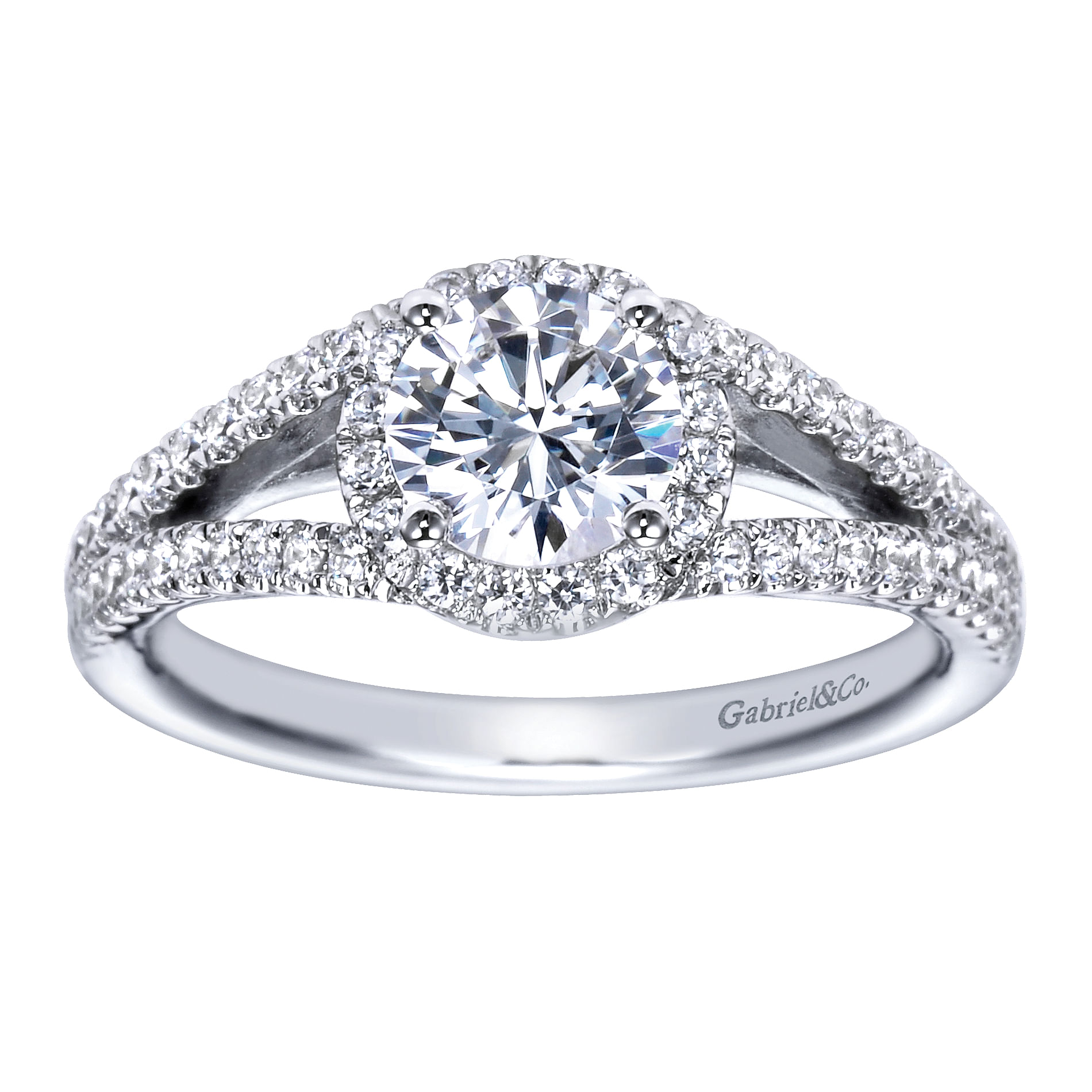 14k White Gold Diamond Halo Engagement Ring angle 5 14k White Gold Diamond Halo Engagement Ring angle 5