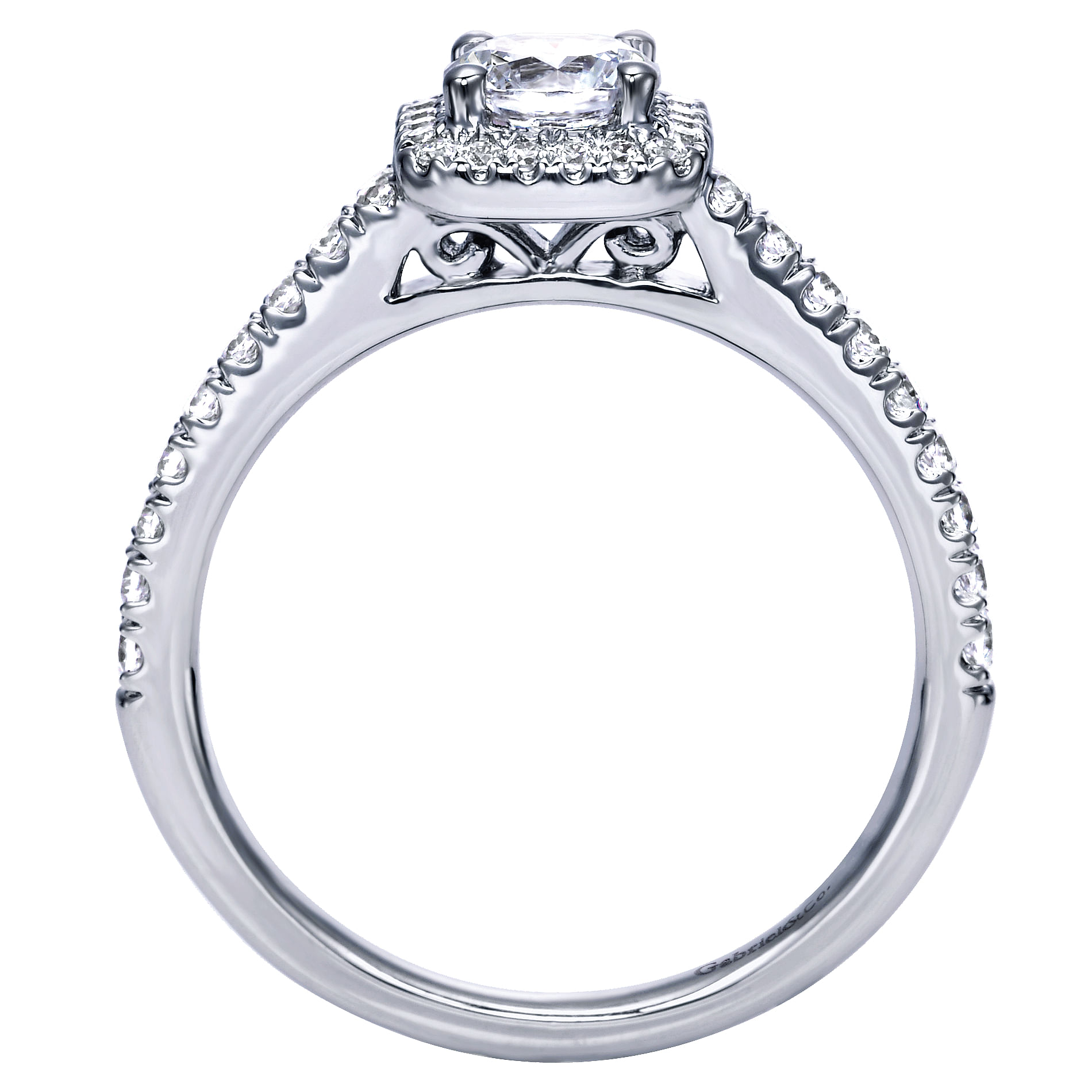 14k White Gold Diamond Halo Engagement Ring angle 2 14k White Gold Diamond Halo Engagement Ring angle 2