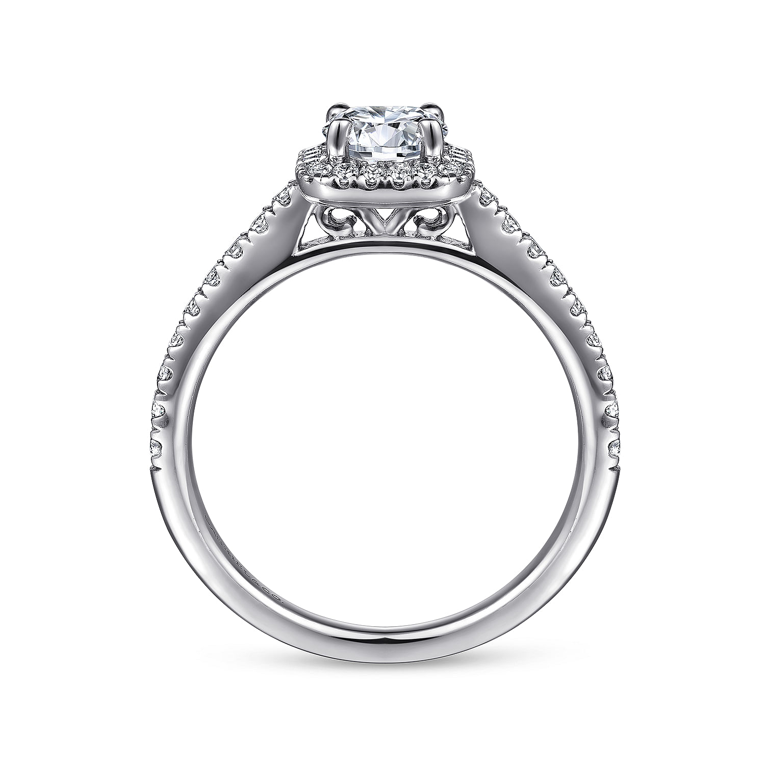 14k White Gold Diamond Halo Engagement Ring angle 2 14k White Gold Diamond Halo Engagement Ring angle 2