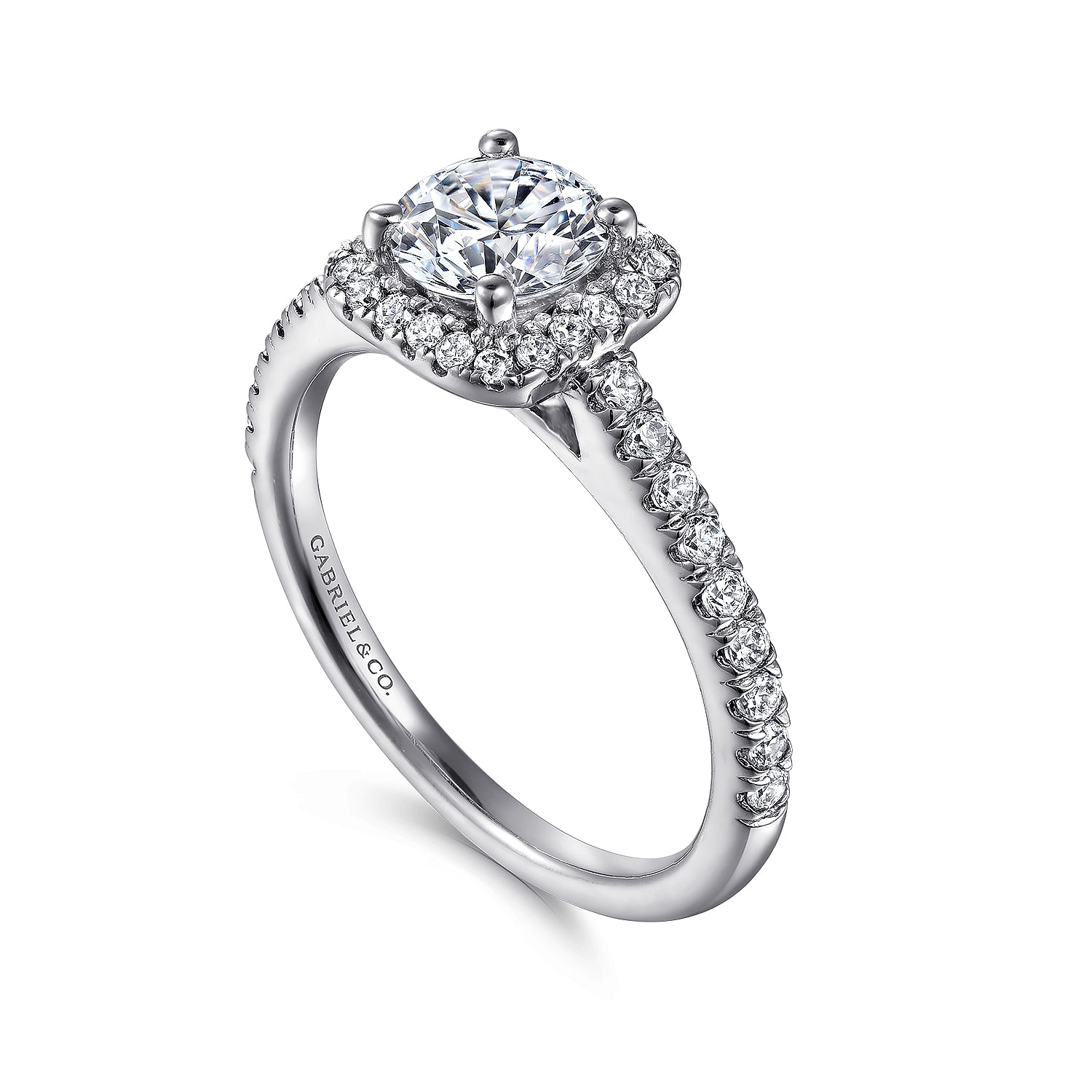 14k White Gold Diamond Halo Engagement Ring angle 3 14k White Gold Diamond Halo Engagement Ring angle 3