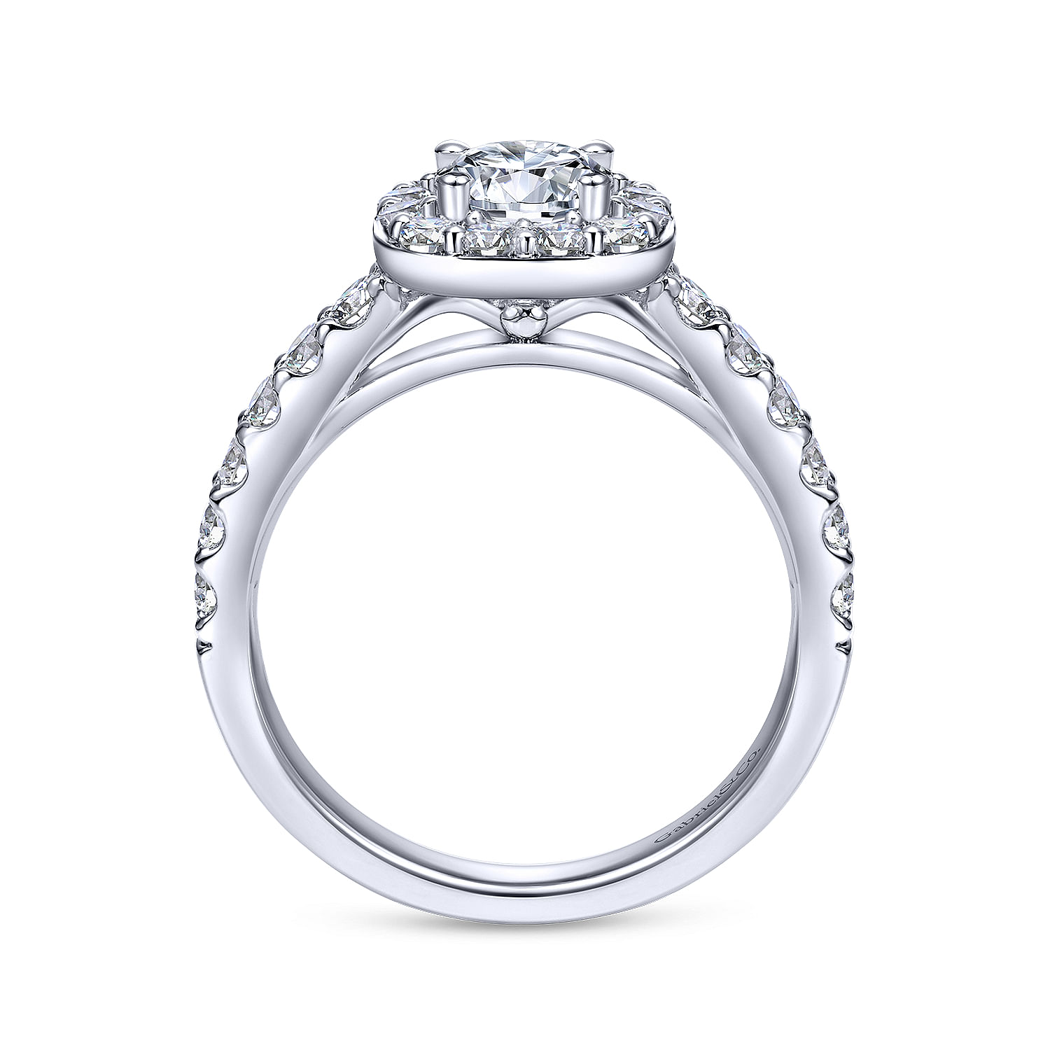 14k White Gold Diamond Halo Engagement Ring angle 2 14k White Gold Diamond Halo Engagement Ring angle 2