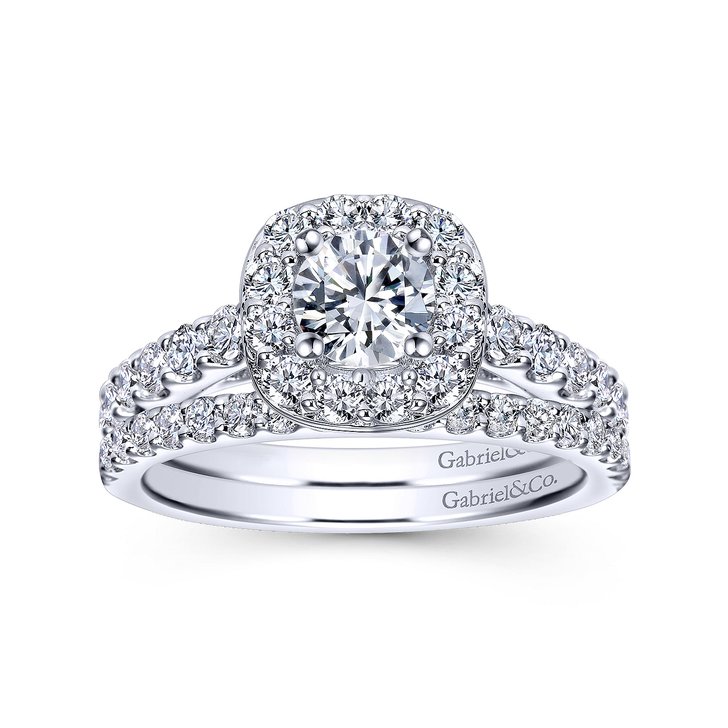 14k White Gold Diamond Halo Engagement Ring angle 4 14k White Gold Diamond Halo Engagement Ring angle 4