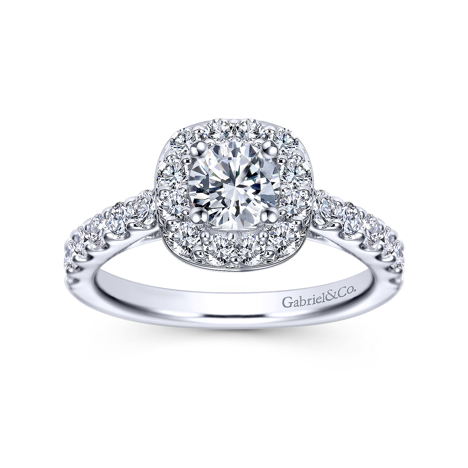 14k White Gold Diamond Halo Engagement Ring angle 5 14k White Gold Diamond Halo Engagement Ring angle 5