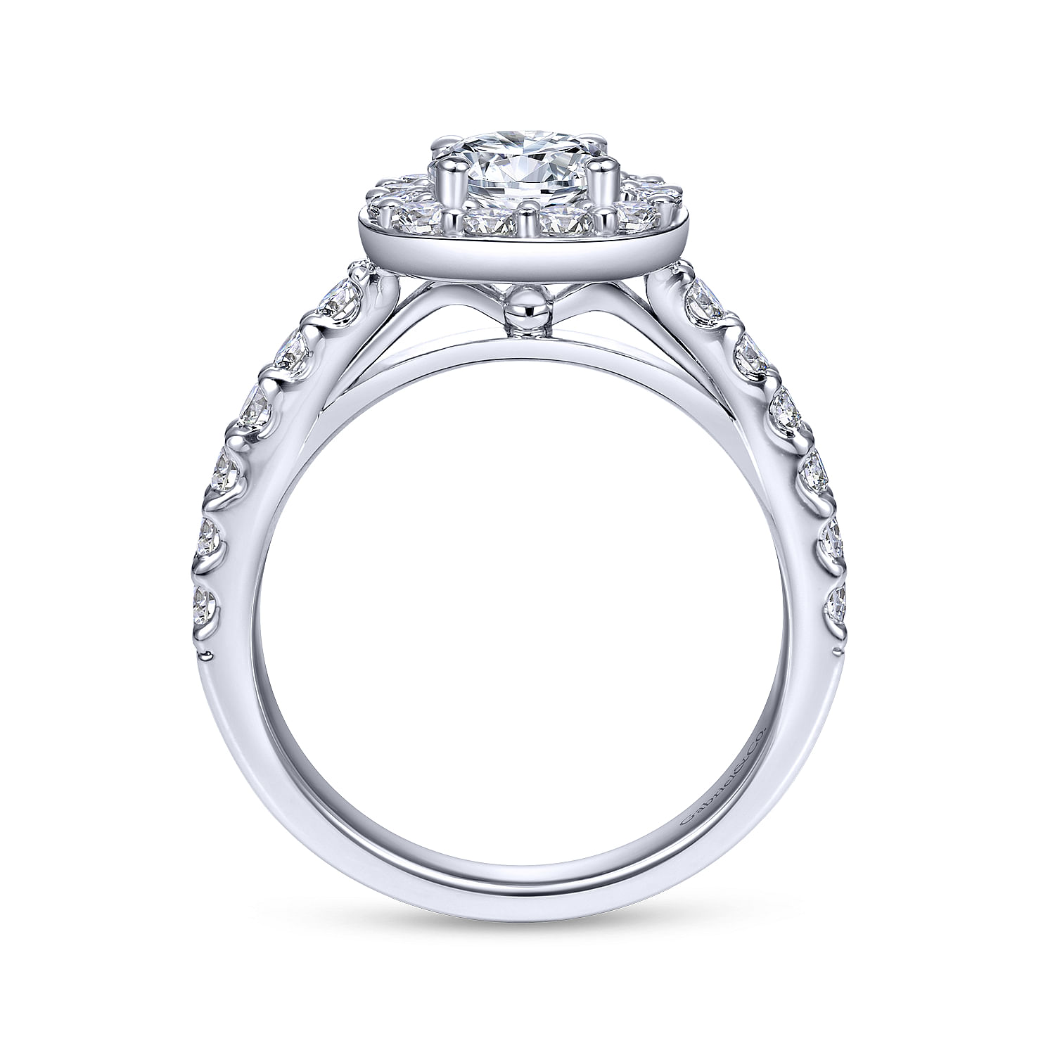 14k White Gold Diamond Halo Engagement Ring angle 2 14k White Gold Diamond Halo Engagement Ring angle 2