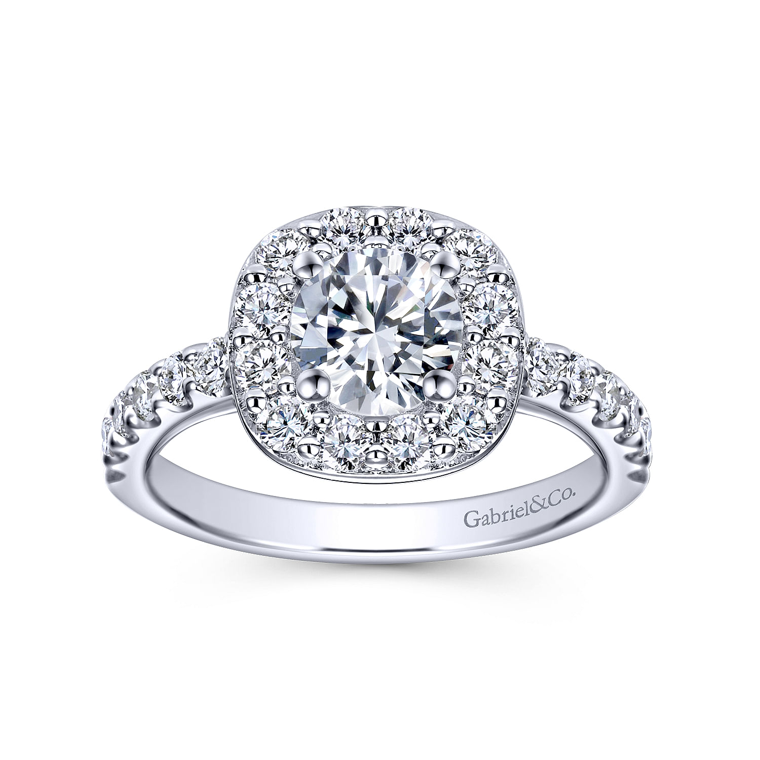 14k White Gold Diamond Halo Engagement Ring angle 5 14k White Gold Diamond Halo Engagement Ring angle 5