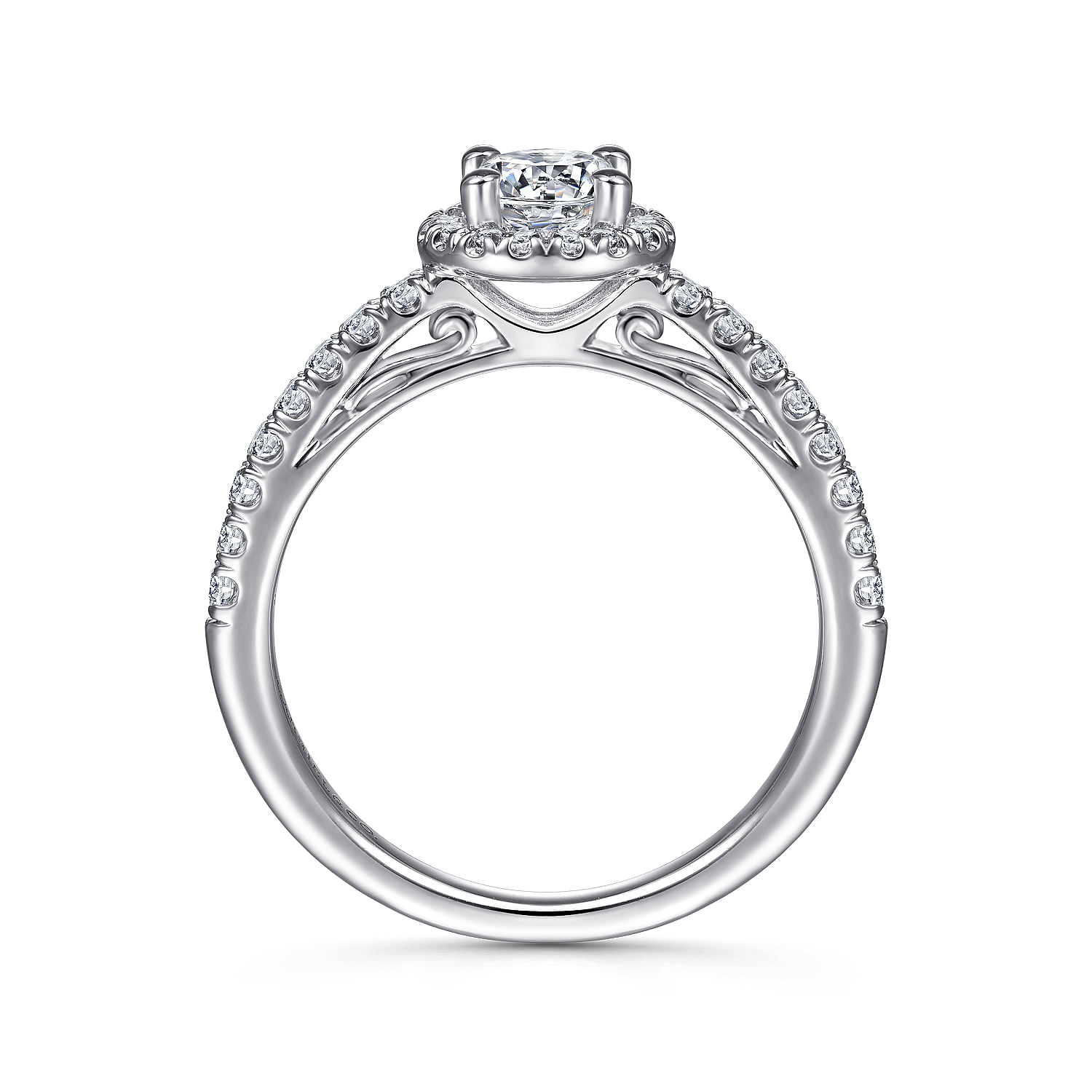 14k White Gold Diamond Halo Engagement Ring angle 2 14k White Gold Diamond Halo Engagement Ring angle 2