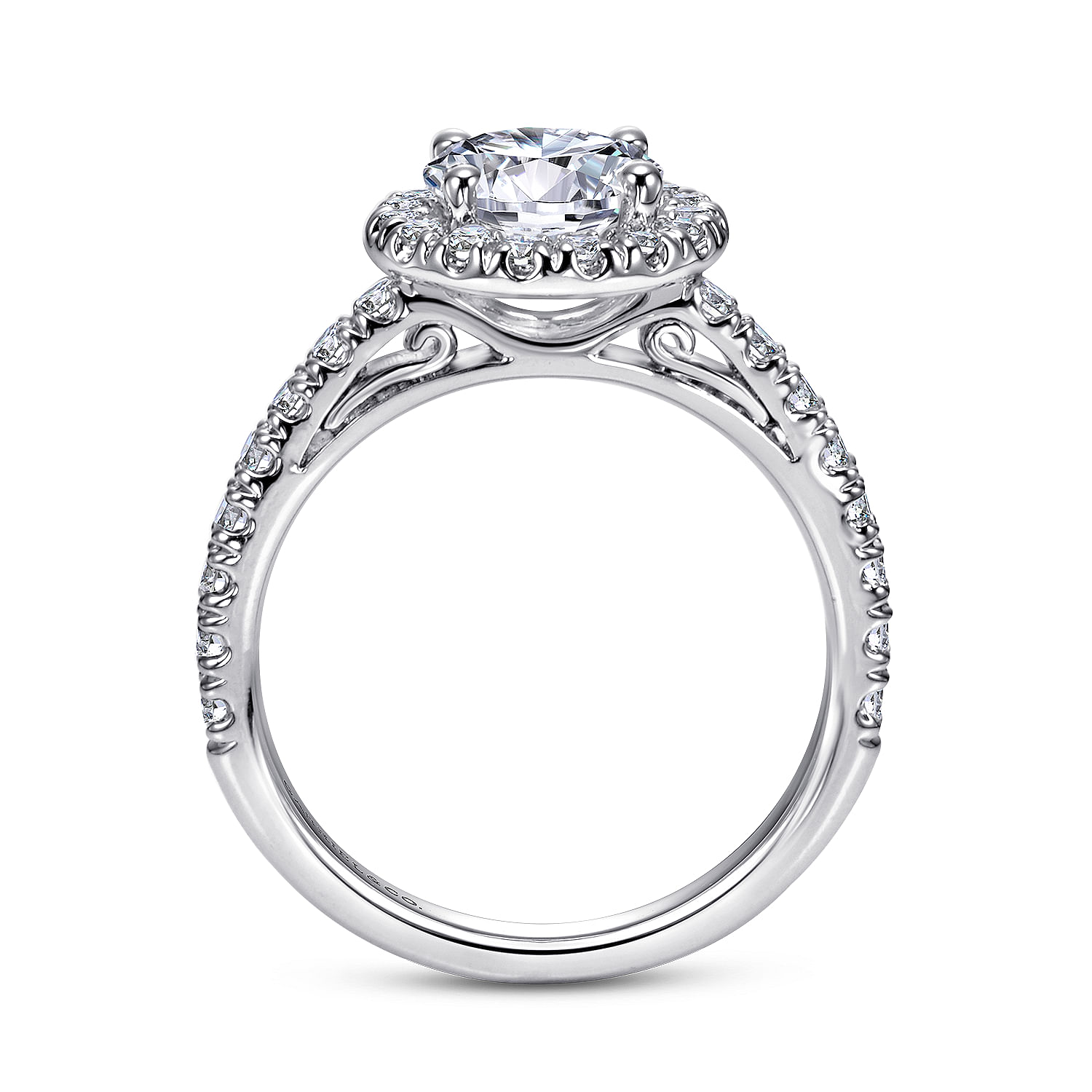 14k White Gold Diamond Halo Engagement Ring angle 2 14k White Gold Diamond Halo Engagement Ring angle 2
