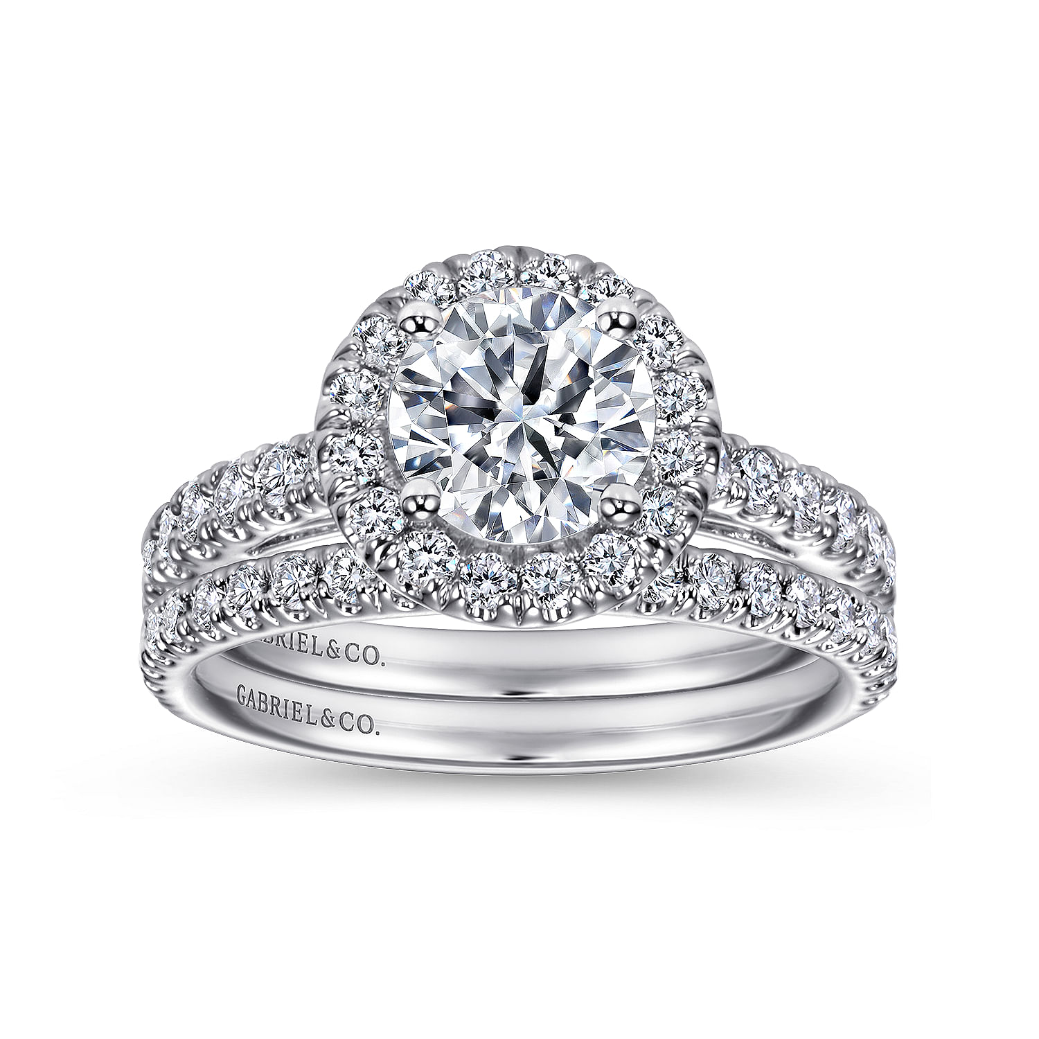 14k White Gold Diamond Halo Engagement Ring angle 4 14k White Gold Diamond Halo Engagement Ring angle 4