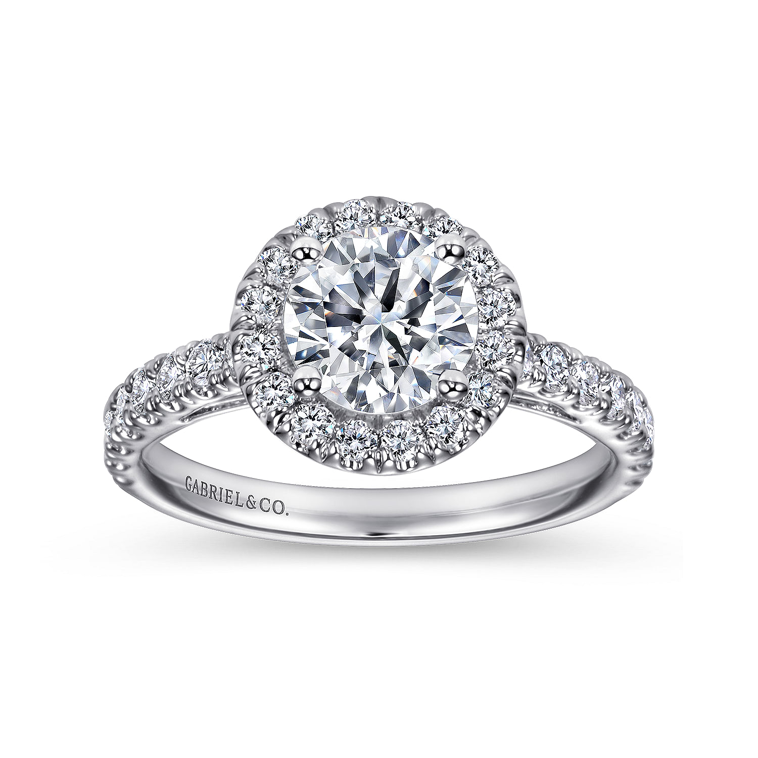 14k White Gold Diamond Halo Engagement Ring angle 5 14k White Gold Diamond Halo Engagement Ring angle 5