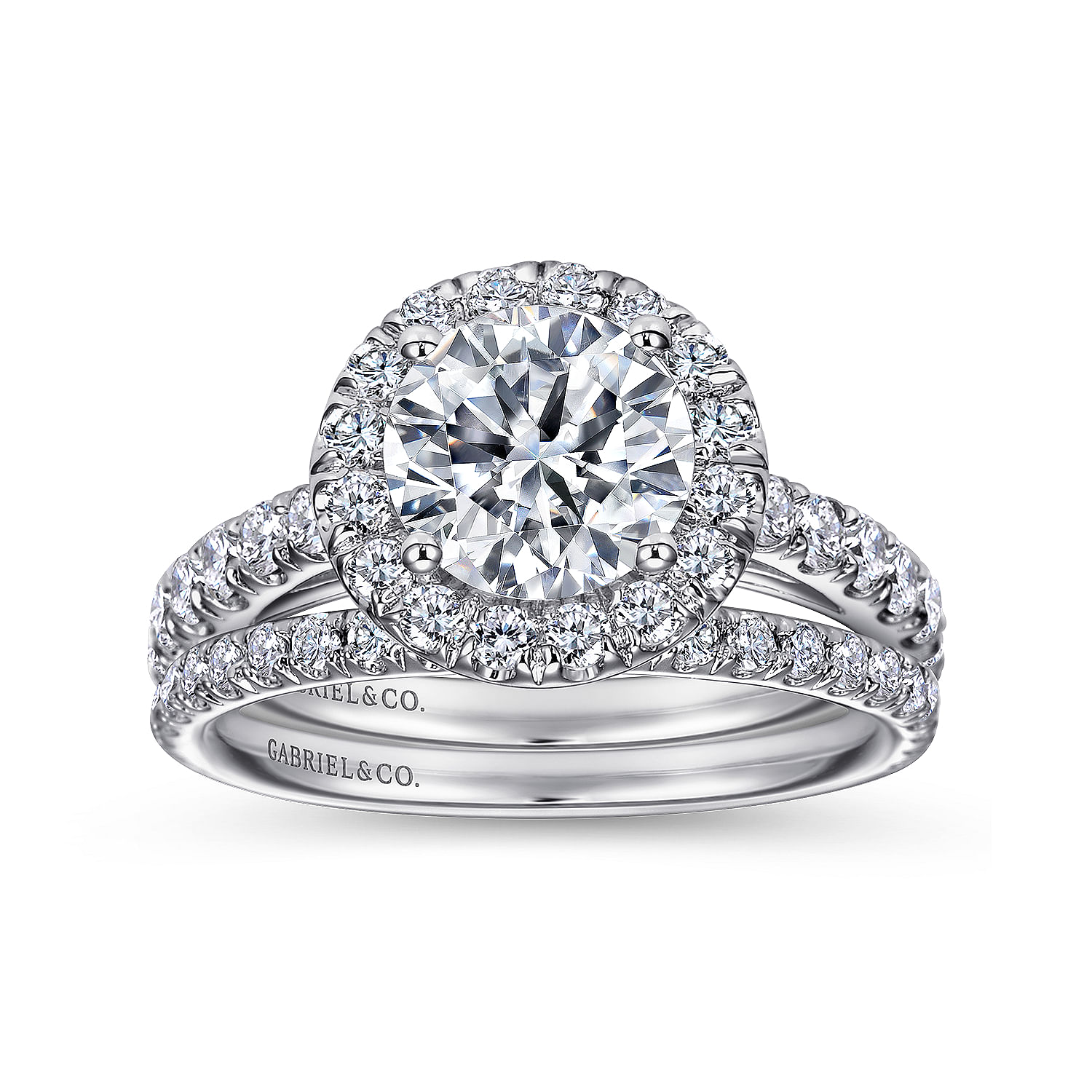14k White Gold Diamond Halo Engagement Ring angle 4 14k White Gold Diamond Halo Engagement Ring angle 4