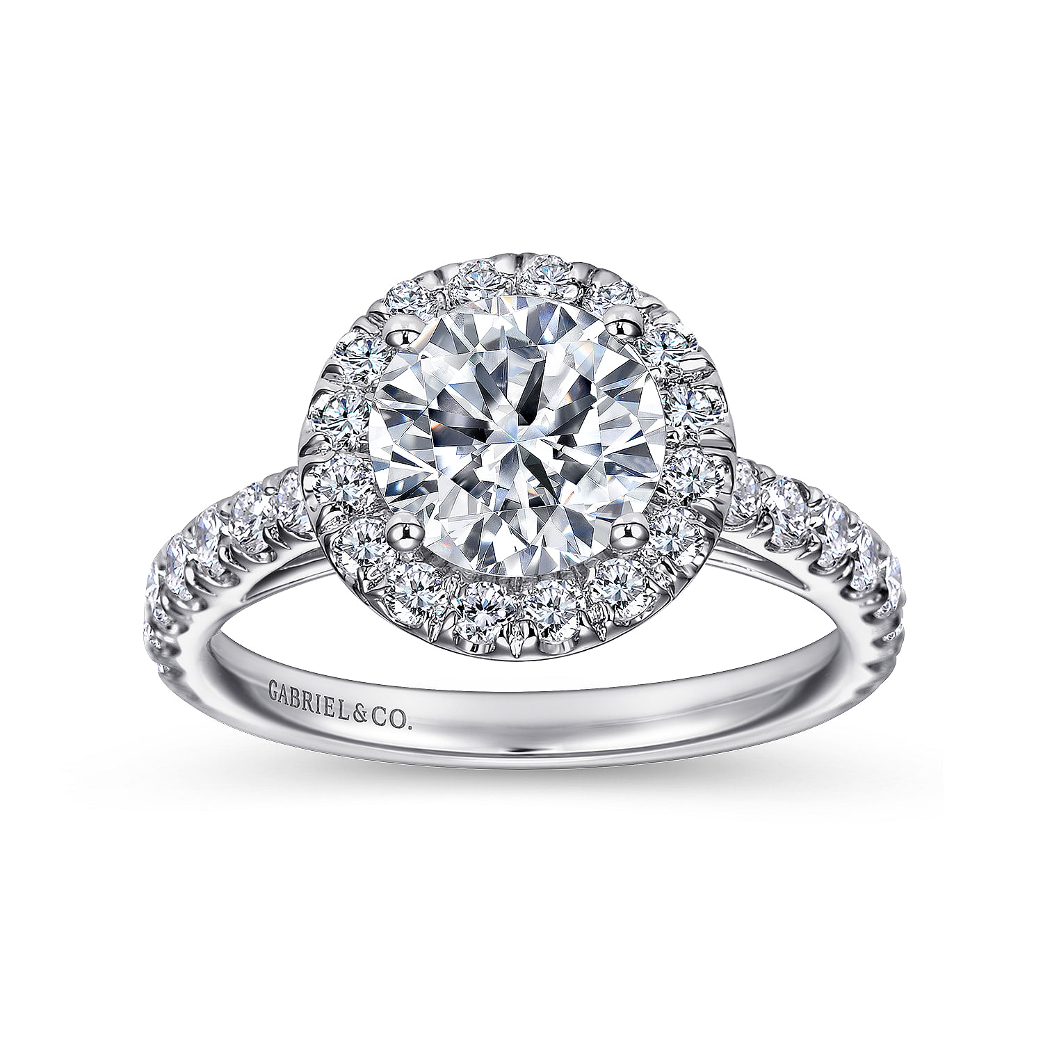 14k White Gold Diamond Halo Engagement Ring angle 5 14k White Gold Diamond Halo Engagement Ring angle 5