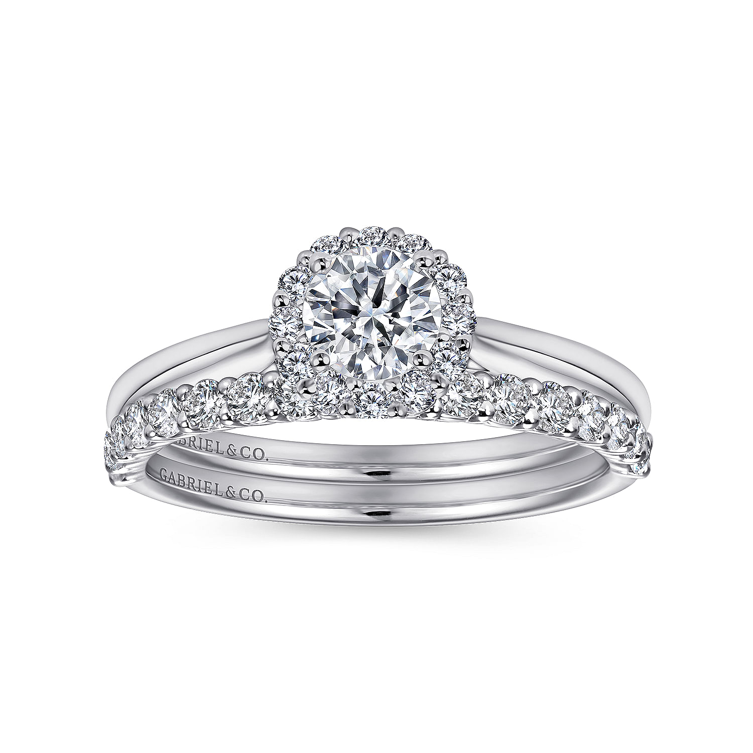 14k White Gold Diamond Halo Engagement Ring angle 4 14k White Gold Diamond Halo Engagement Ring angle 4