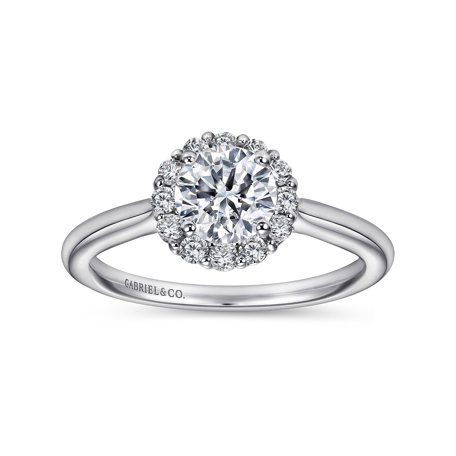 14k White Gold Diamond Halo Engagement Ring angle 5 14k White Gold Diamond Halo Engagement Ring angle 5