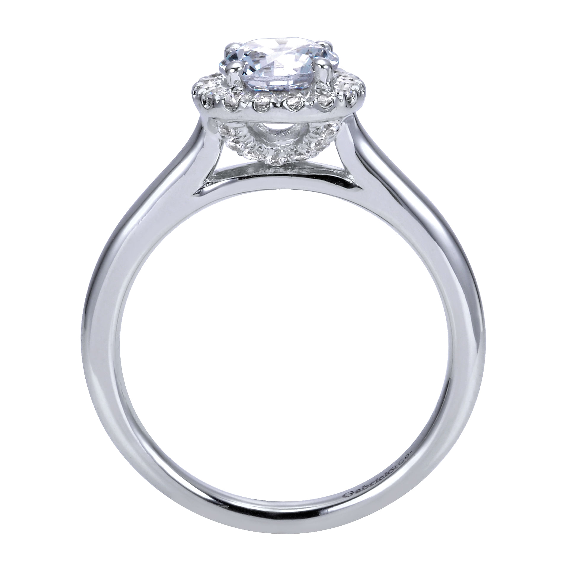 14k White Gold Diamond Halo Engagement Ring angle 2 14k White Gold Diamond Halo Engagement Ring angle 2