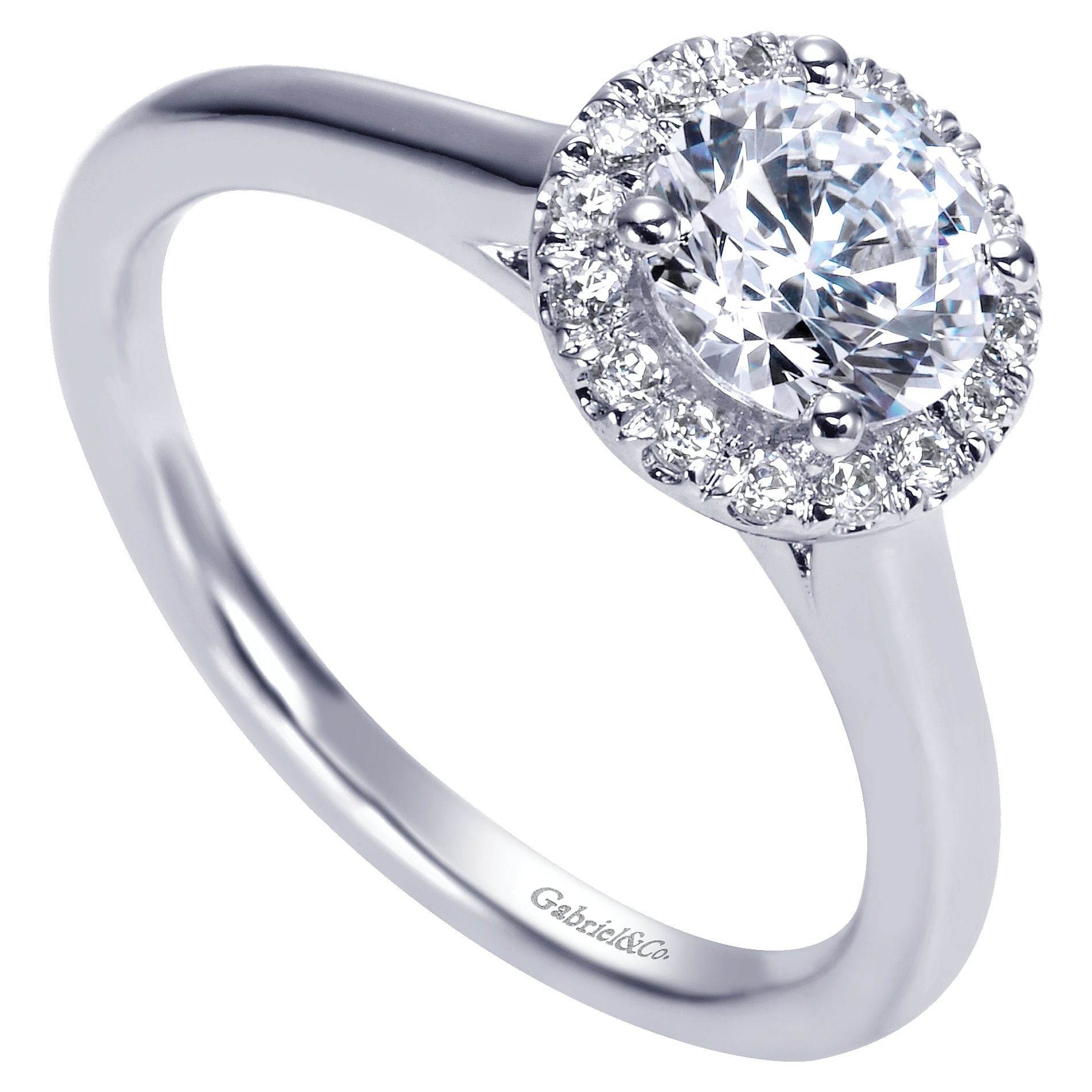 14k White Gold Diamond Halo Engagement Ring angle 3 14k White Gold Diamond Halo Engagement Ring angle 3