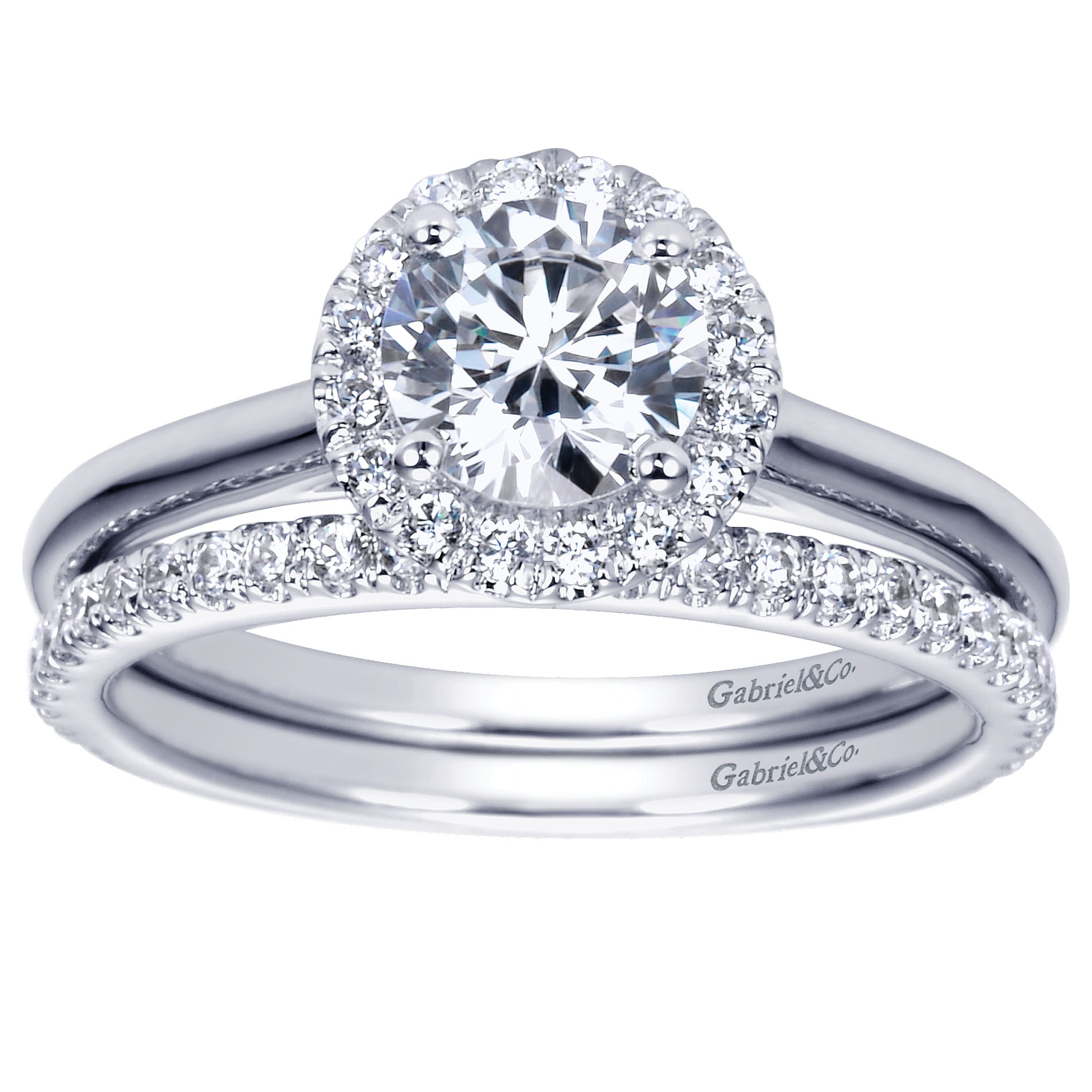 14k White Gold Diamond Halo Engagement Ring angle 4 14k White Gold Diamond Halo Engagement Ring angle 4