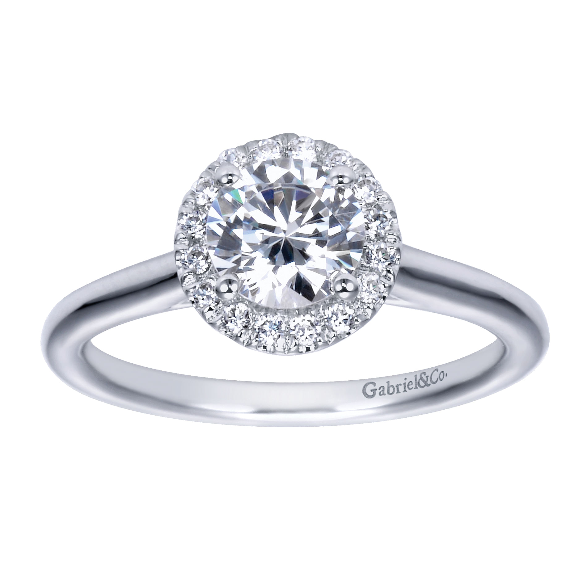 14k White Gold Diamond Halo Engagement Ring angle 5 14k White Gold Diamond Halo Engagement Ring angle 5