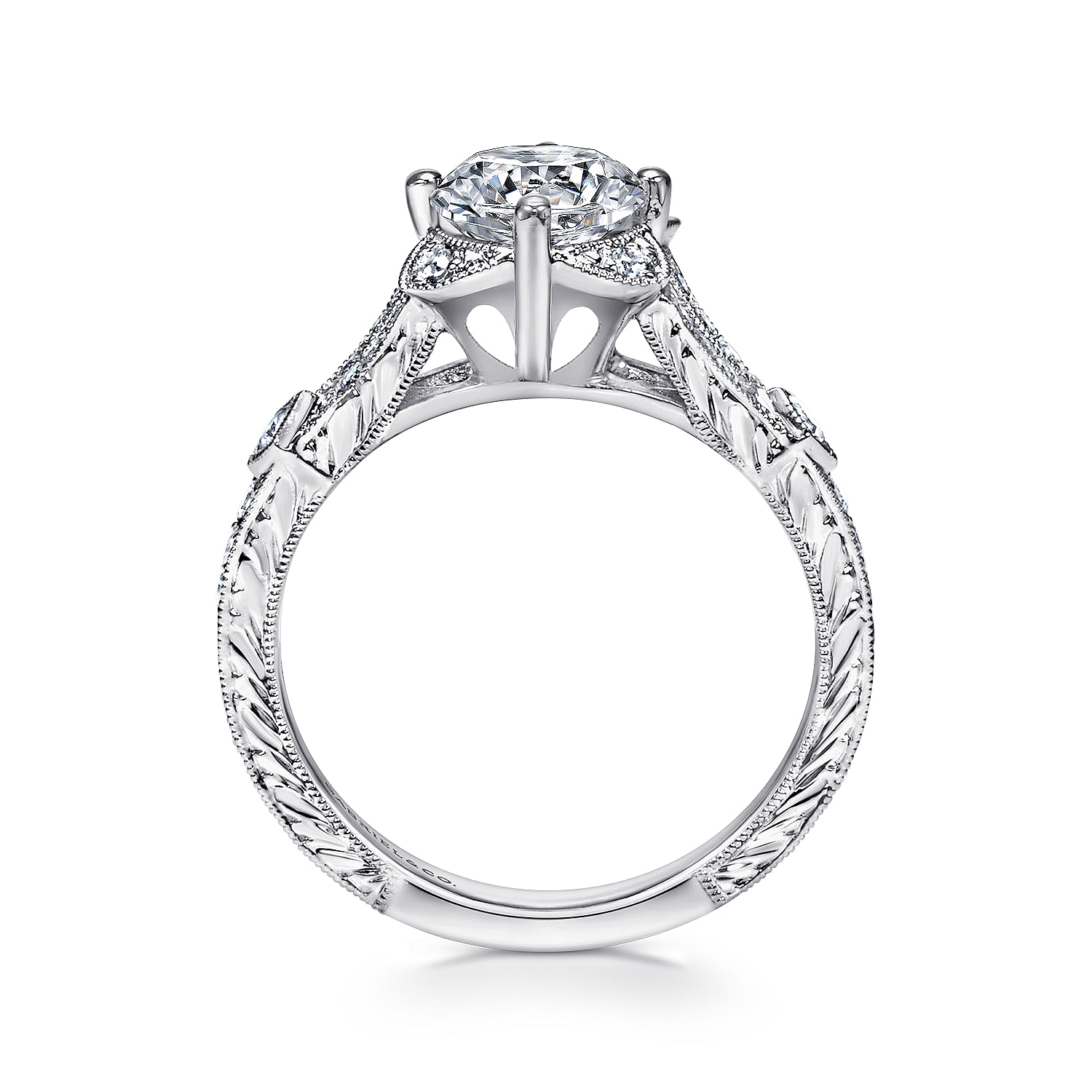 14k White Gold Diamond Halo Engagement Ring angle 2 14k White Gold Diamond Halo Engagement Ring angle 2