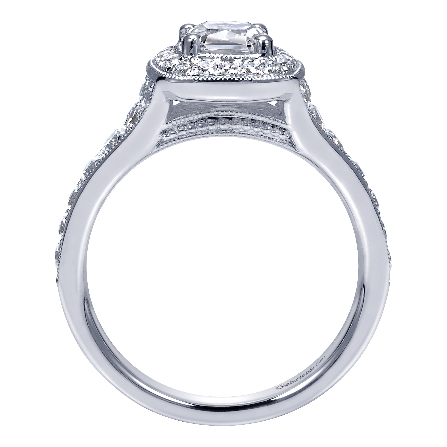 14k White Gold Diamond Halo Engagement Ring angle 2 14k White Gold Diamond Halo Engagement Ring angle 2