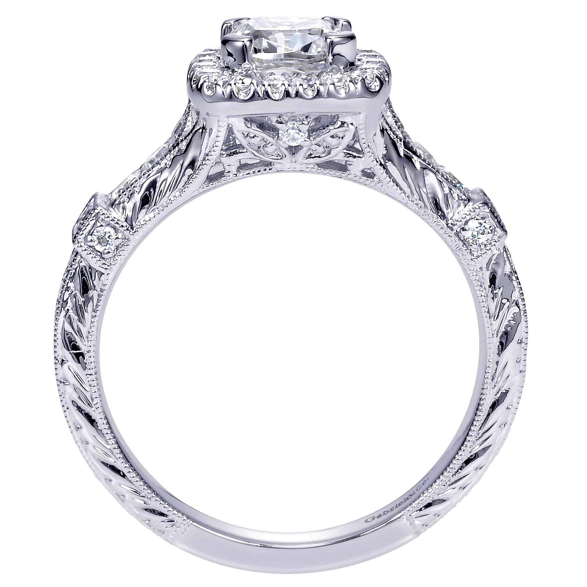 14k White Gold Diamond Halo Engagement Ring angle 2 14k White Gold Diamond Halo Engagement Ring angle 2
