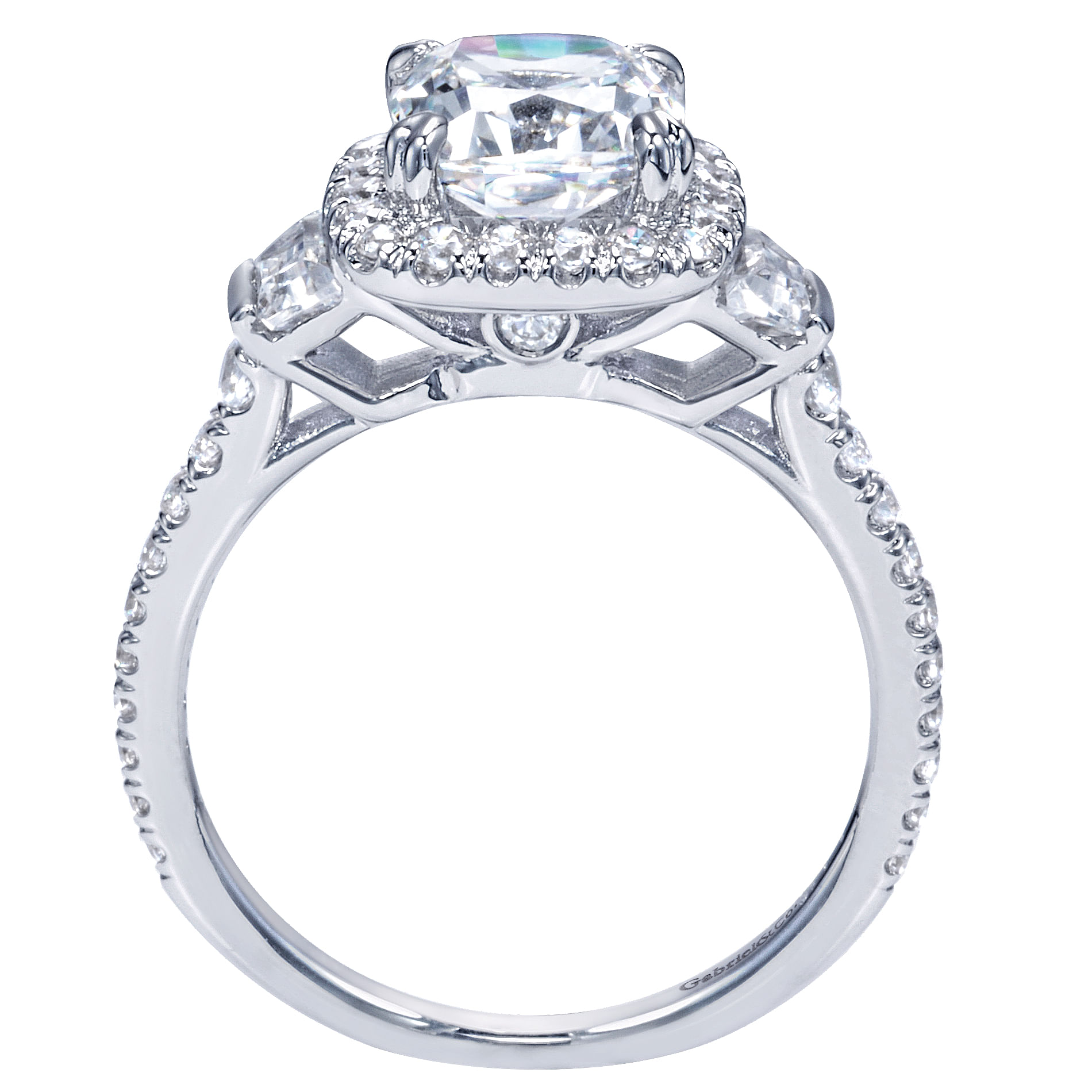14k White Gold Diamond Halo Engagement Ring angle 2 14k White Gold Diamond Halo Engagement Ring angle 2