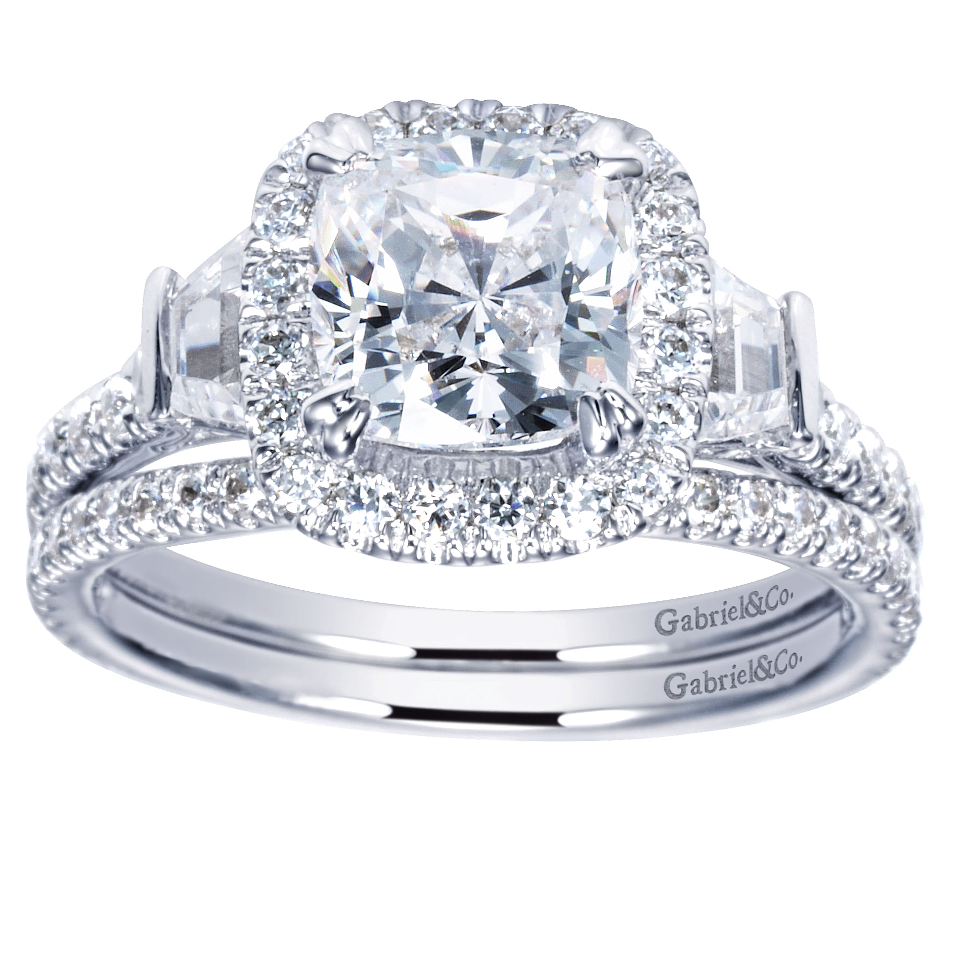 14k White Gold Diamond Halo Engagement Ring angle 4 14k White Gold Diamond Halo Engagement Ring angle 4