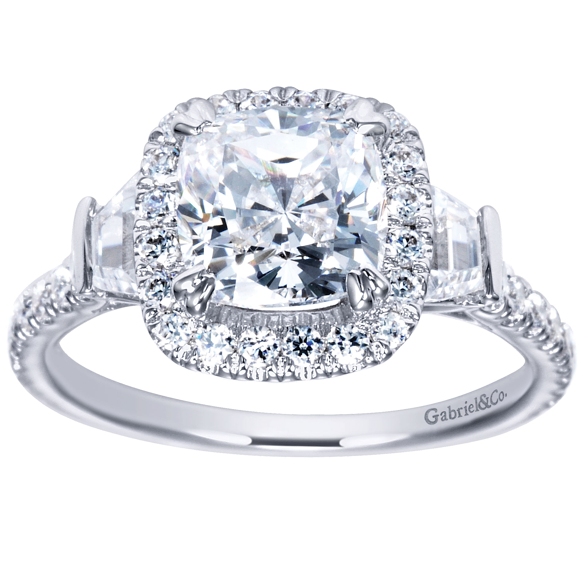 14k White Gold Diamond Halo Engagement Ring angle 5 14k White Gold Diamond Halo Engagement Ring angle 5