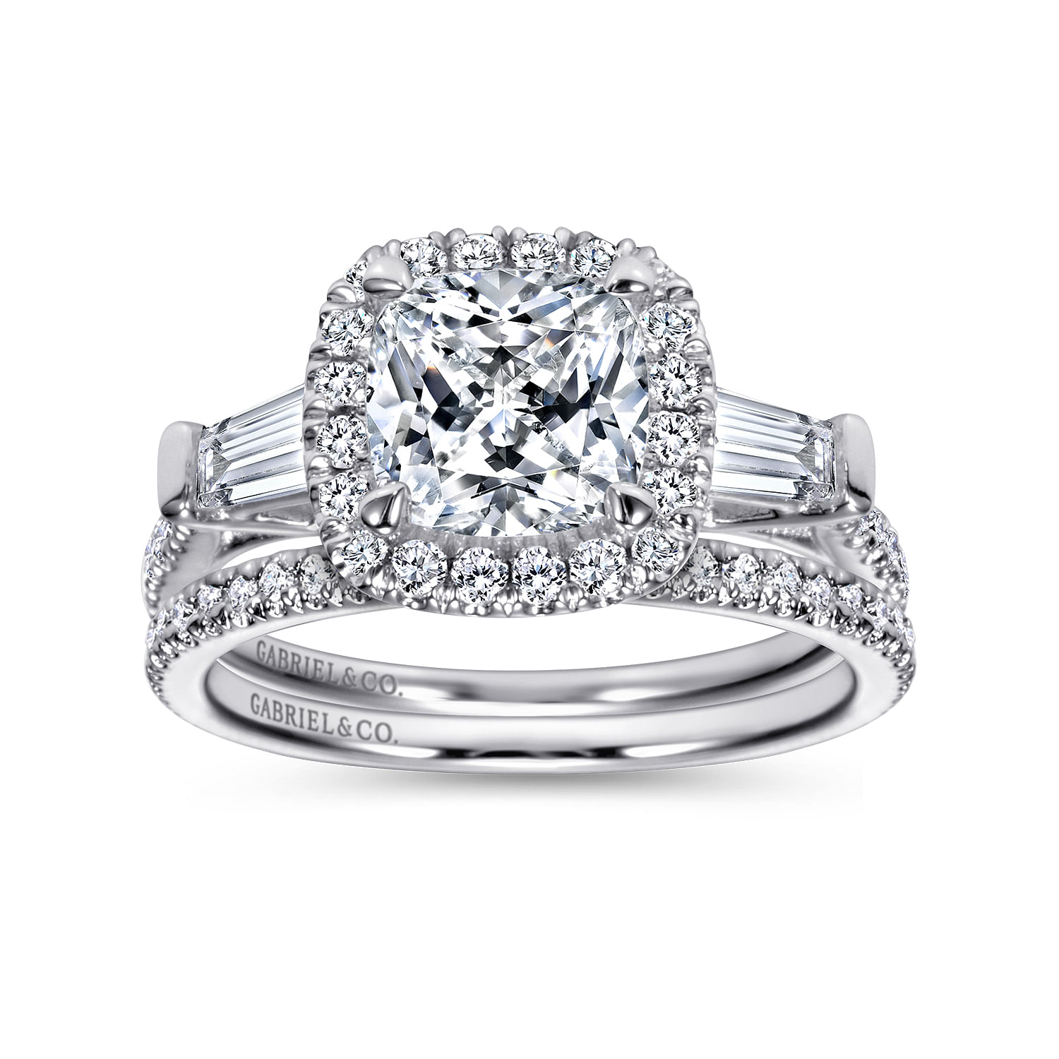 14k White Gold Diamond Halo Engagement Ring angle 4 14k White Gold Diamond Halo Engagement Ring angle 4