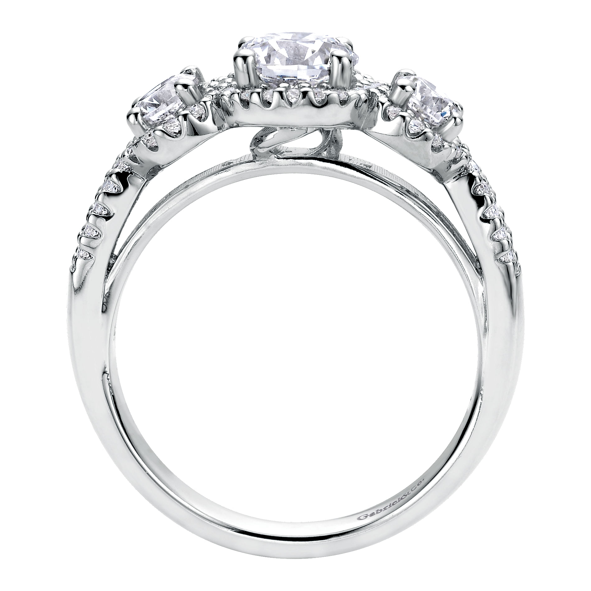 14k White Gold Diamond Halo Engagement Ring angle 2 14k White Gold Diamond Halo Engagement Ring angle 2