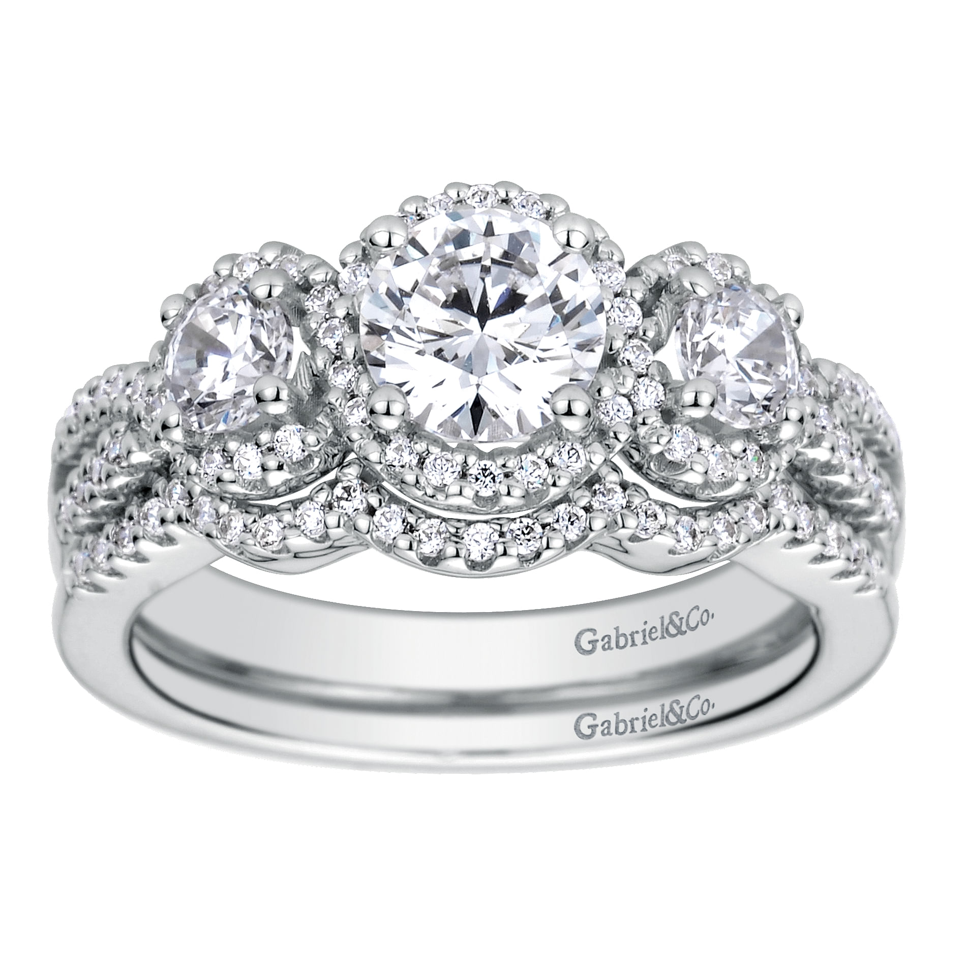 14k White Gold Diamond Halo Engagement Ring angle 4 14k White Gold Diamond Halo Engagement Ring angle 4