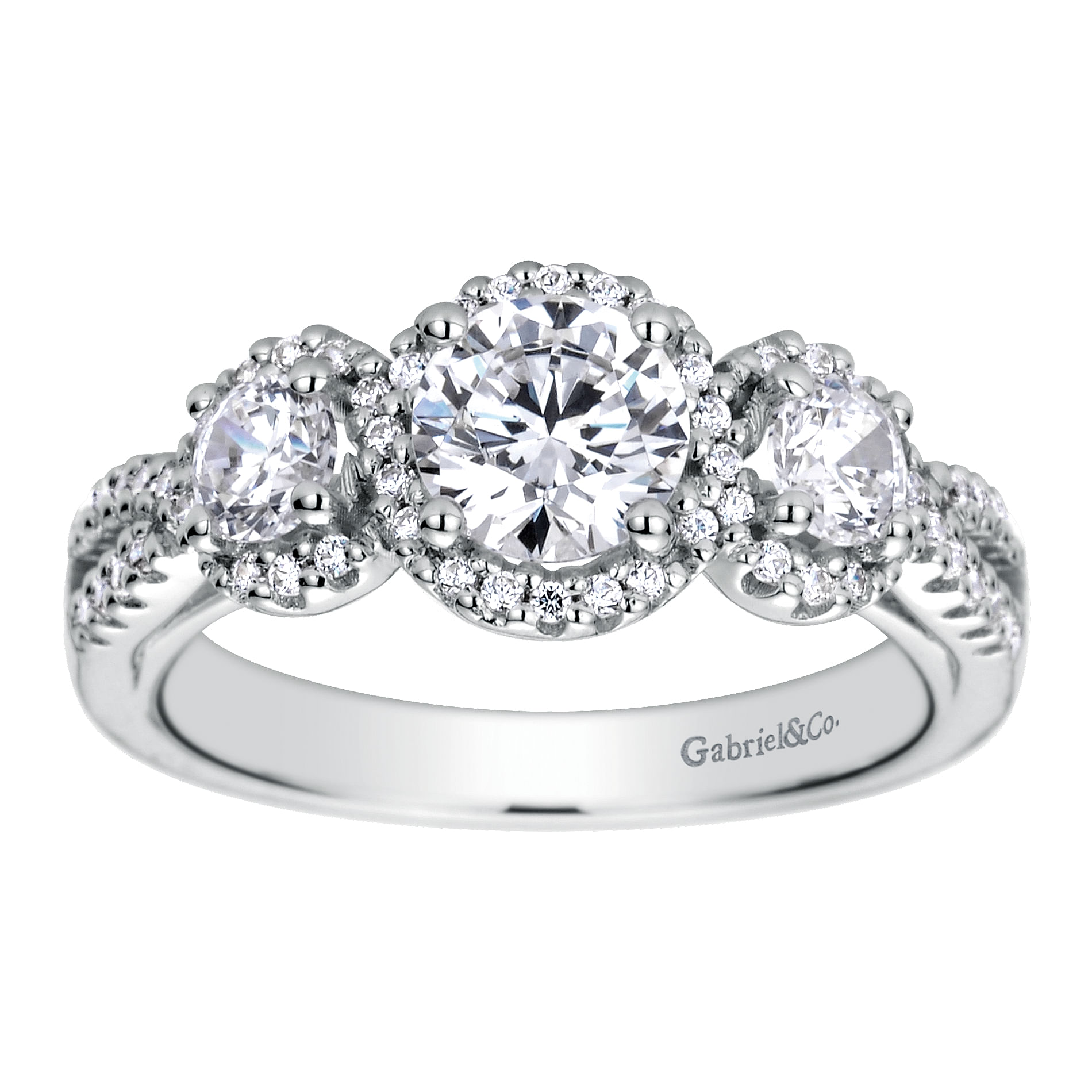 14k White Gold Diamond Halo Engagement Ring angle 5 14k White Gold Diamond Halo Engagement Ring angle 5