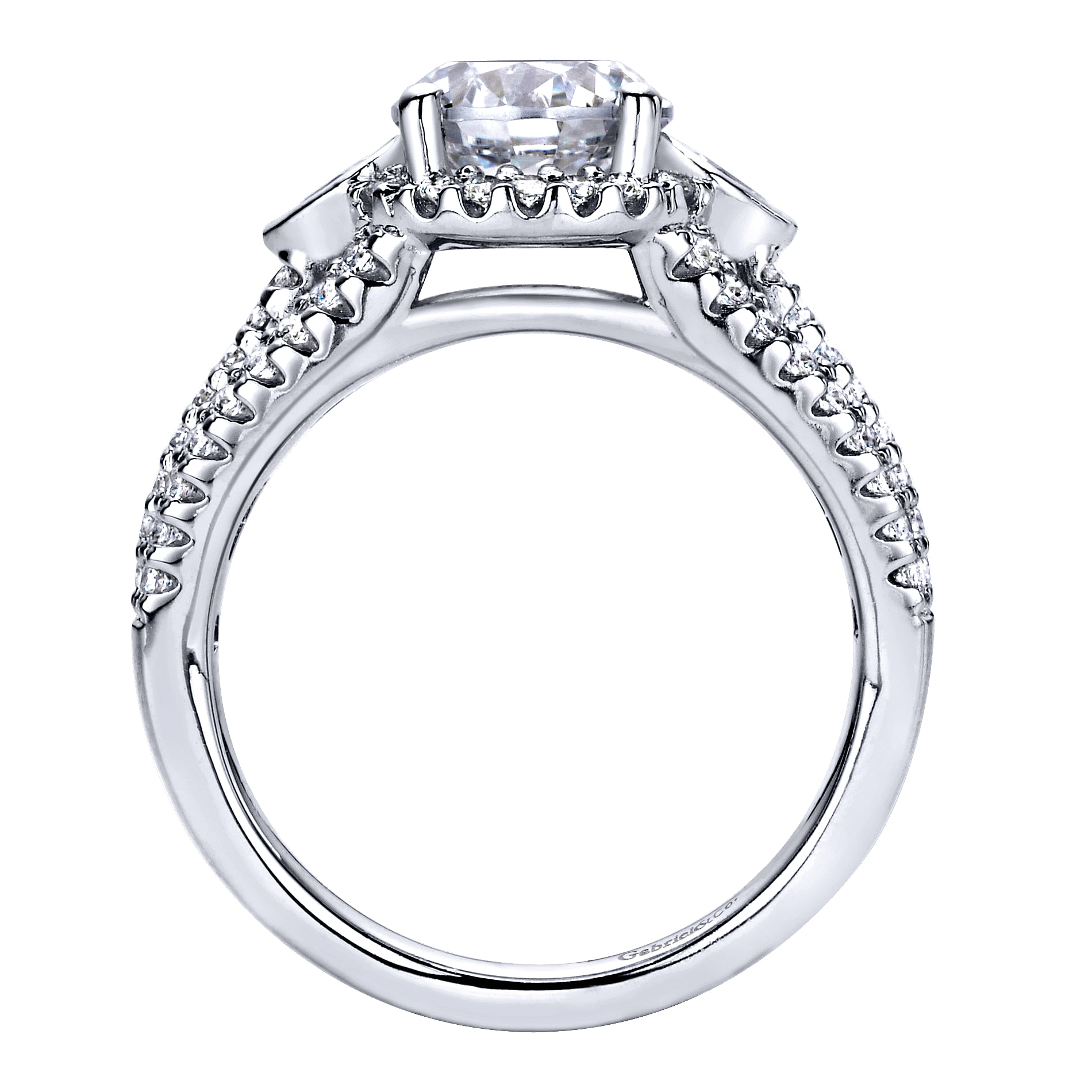 14k White Gold Diamond Halo Engagement Ring angle 2 14k White Gold Diamond Halo Engagement Ring angle 2