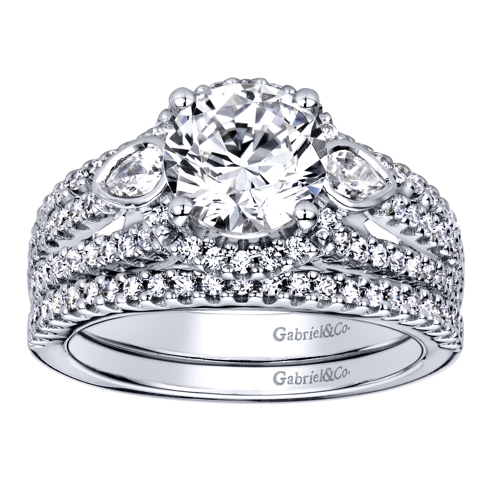 14k White Gold Diamond Halo Engagement Ring angle 4 14k White Gold Diamond Halo Engagement Ring angle 4