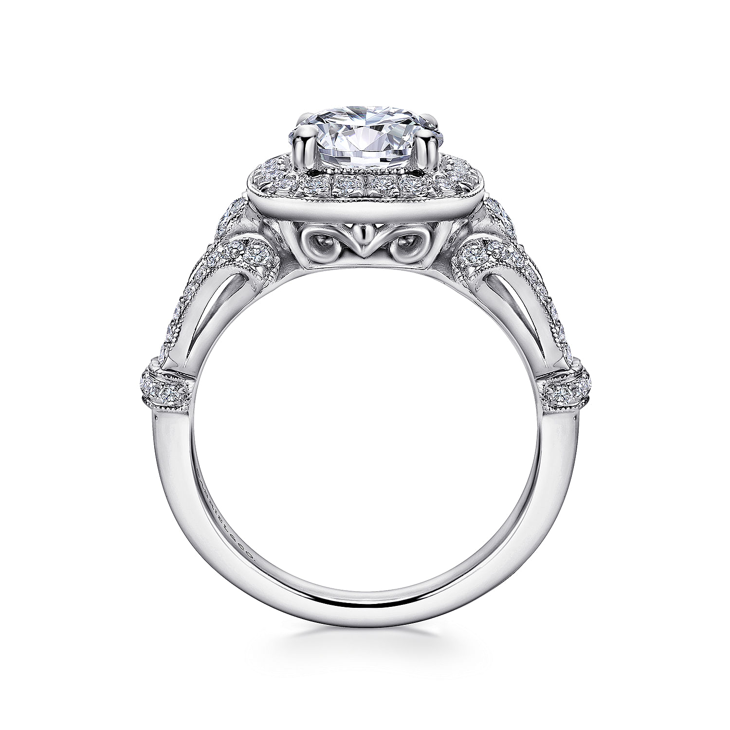 14k White Gold Diamond Halo Engagement Ring angle 2 14k White Gold Diamond Halo Engagement Ring angle 2
