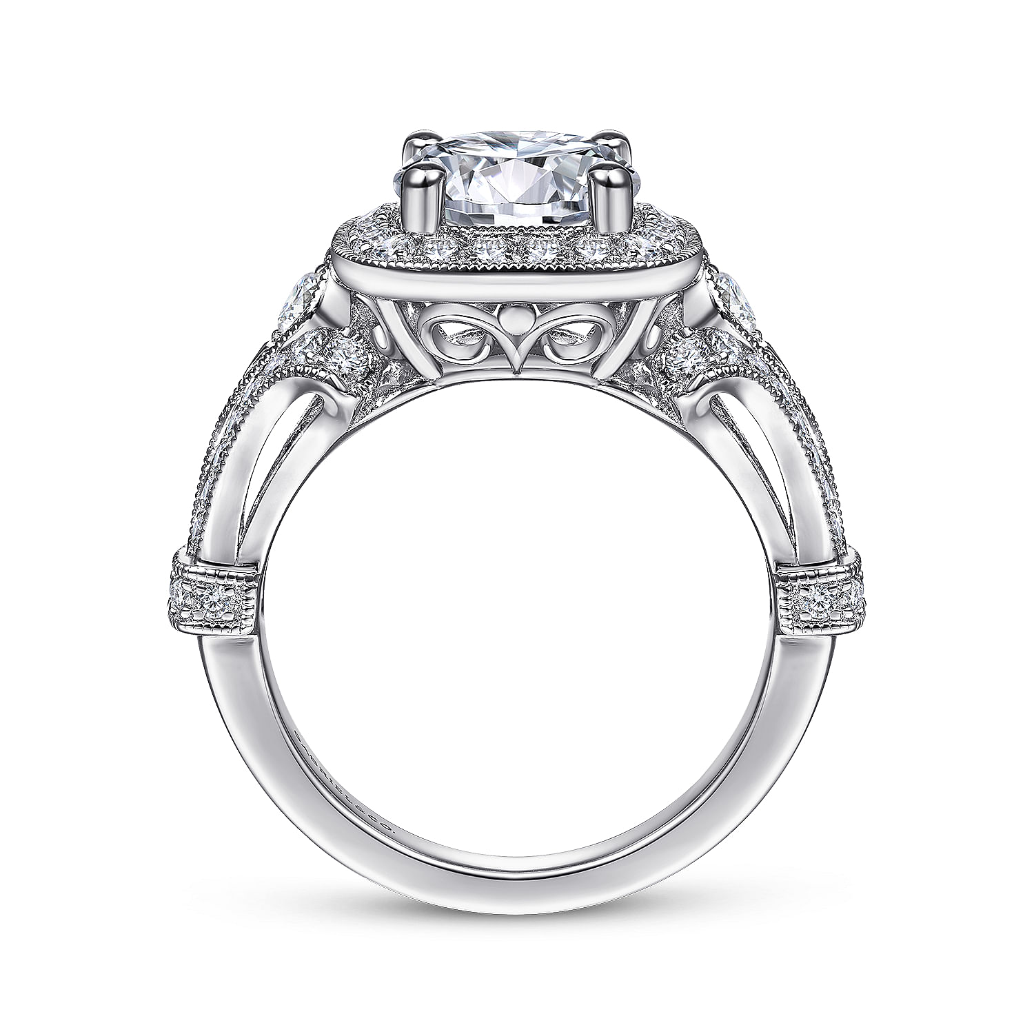 14k White Gold Diamond Halo Engagement Ring angle 2 14k White Gold Diamond Halo Engagement Ring angle 2